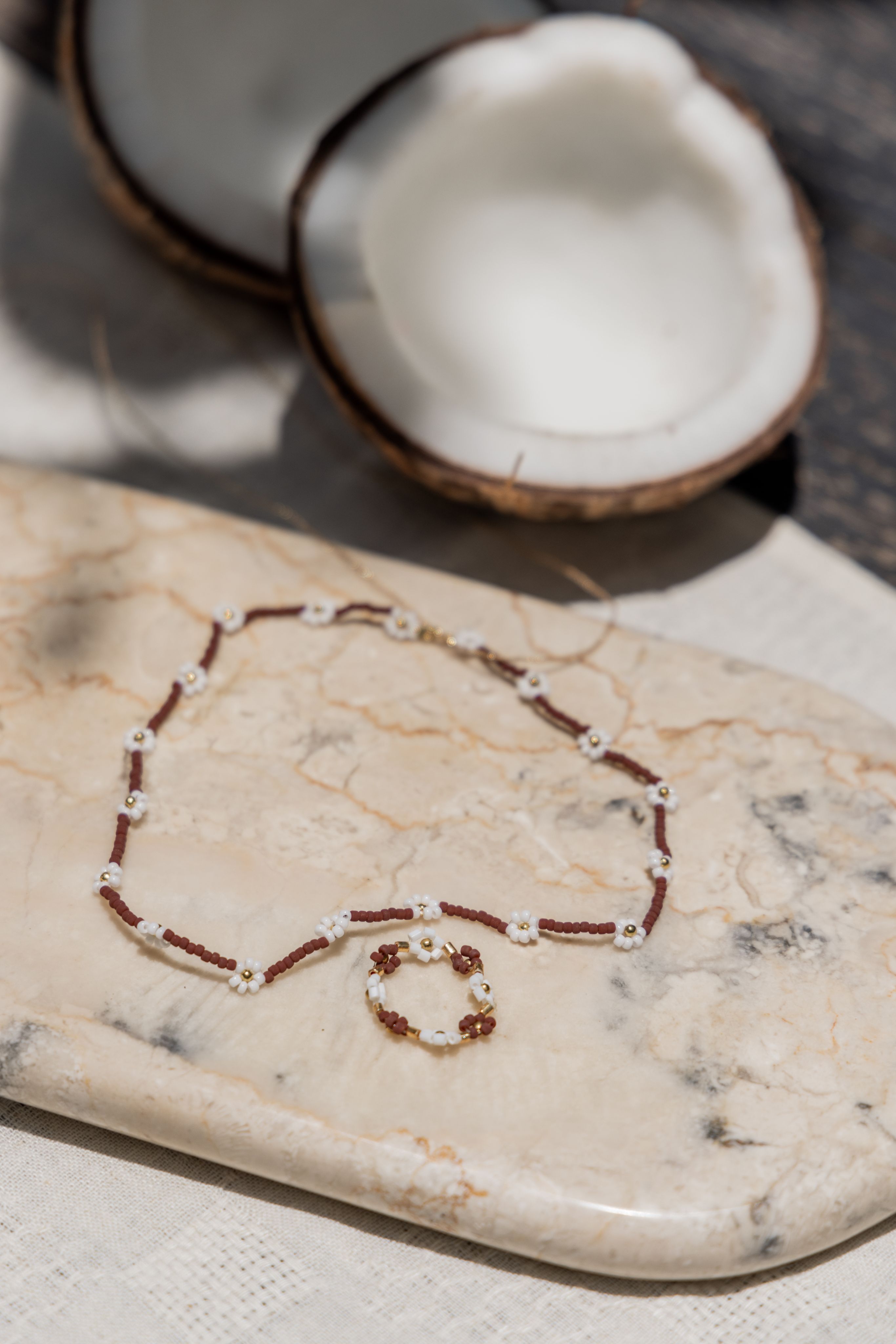 Flora Beaded Necklace and Ring Set