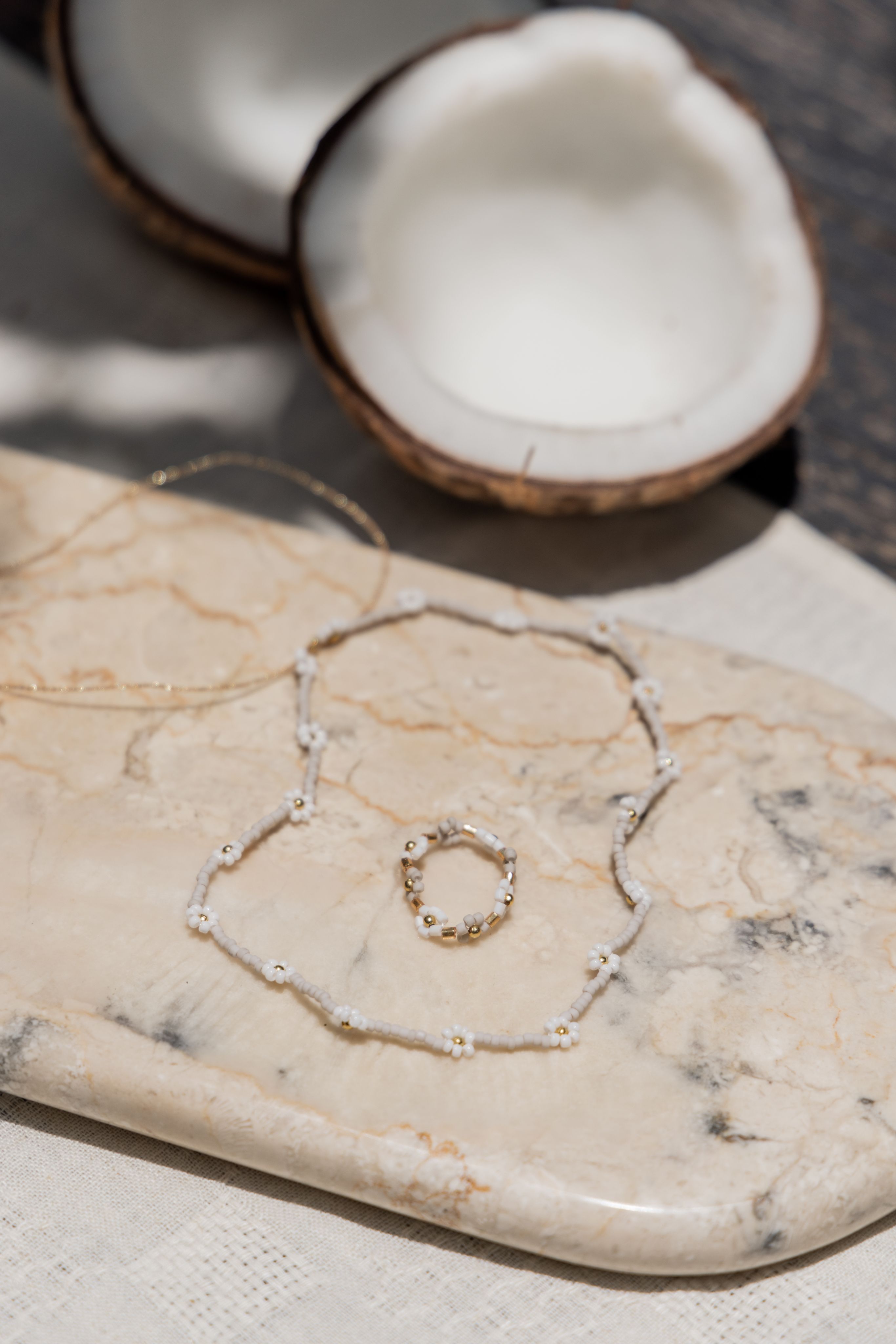 Flora Beaded Necklace and Ring Set