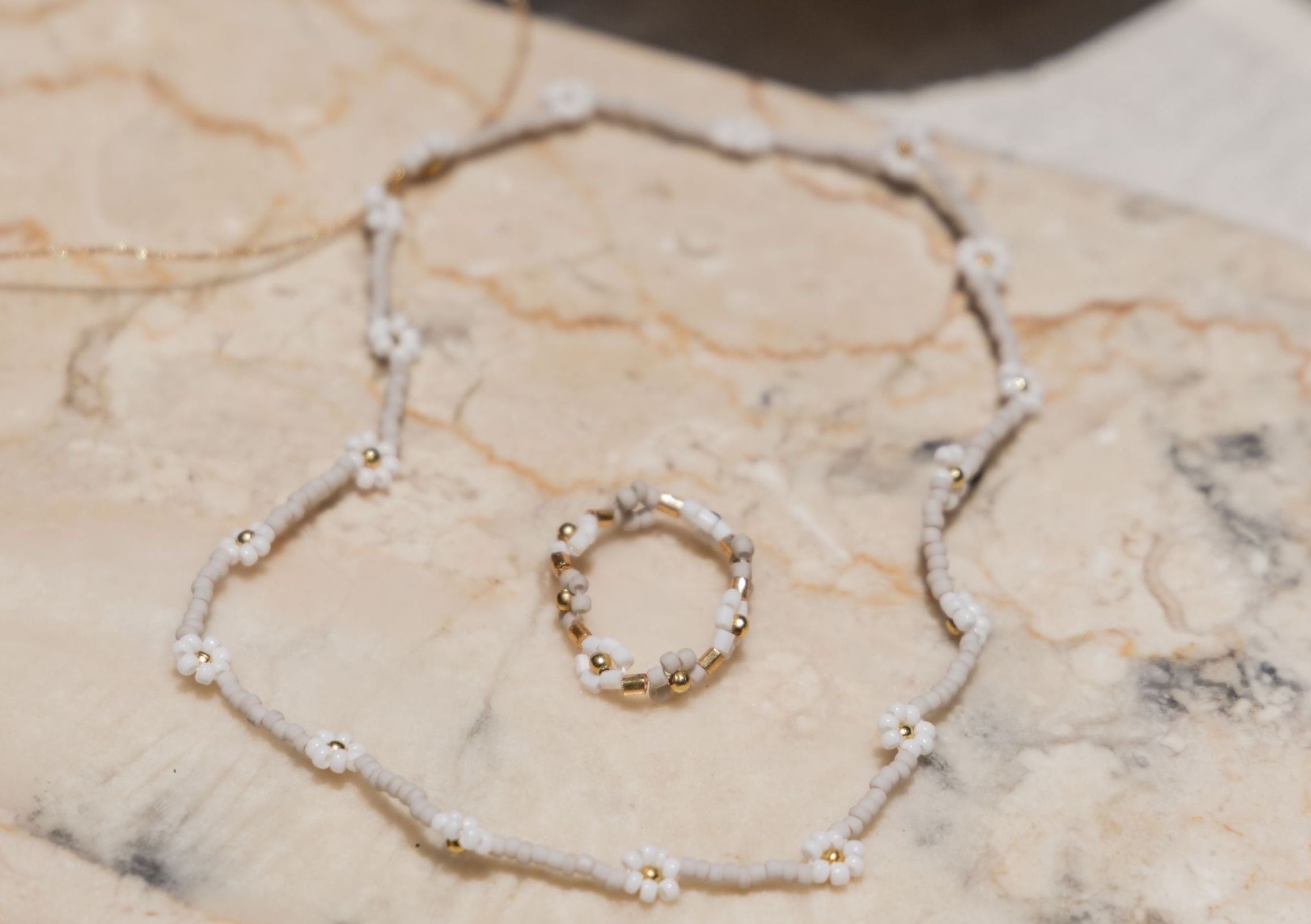 Flora Beaded Necklace and Ring Set
