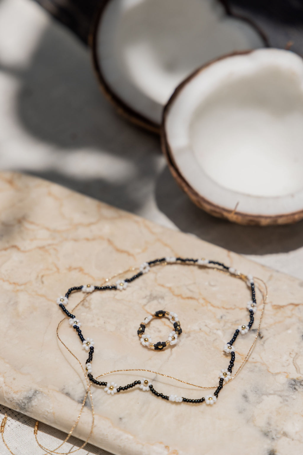 Flora Beaded Necklace and Ring Set