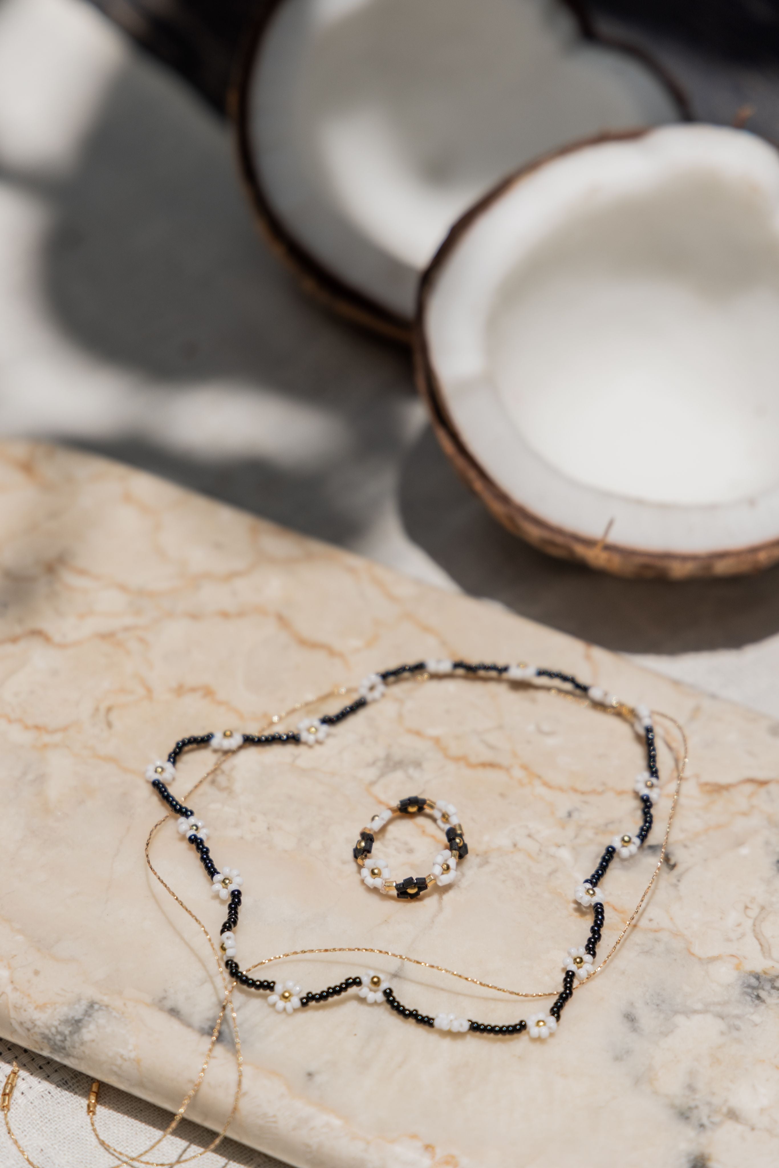 Flora Beaded Necklace and Ring Set