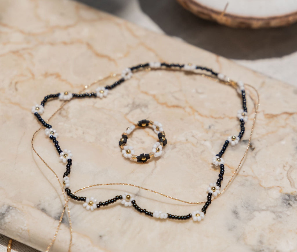 Flora Beaded Necklace and Ring Set