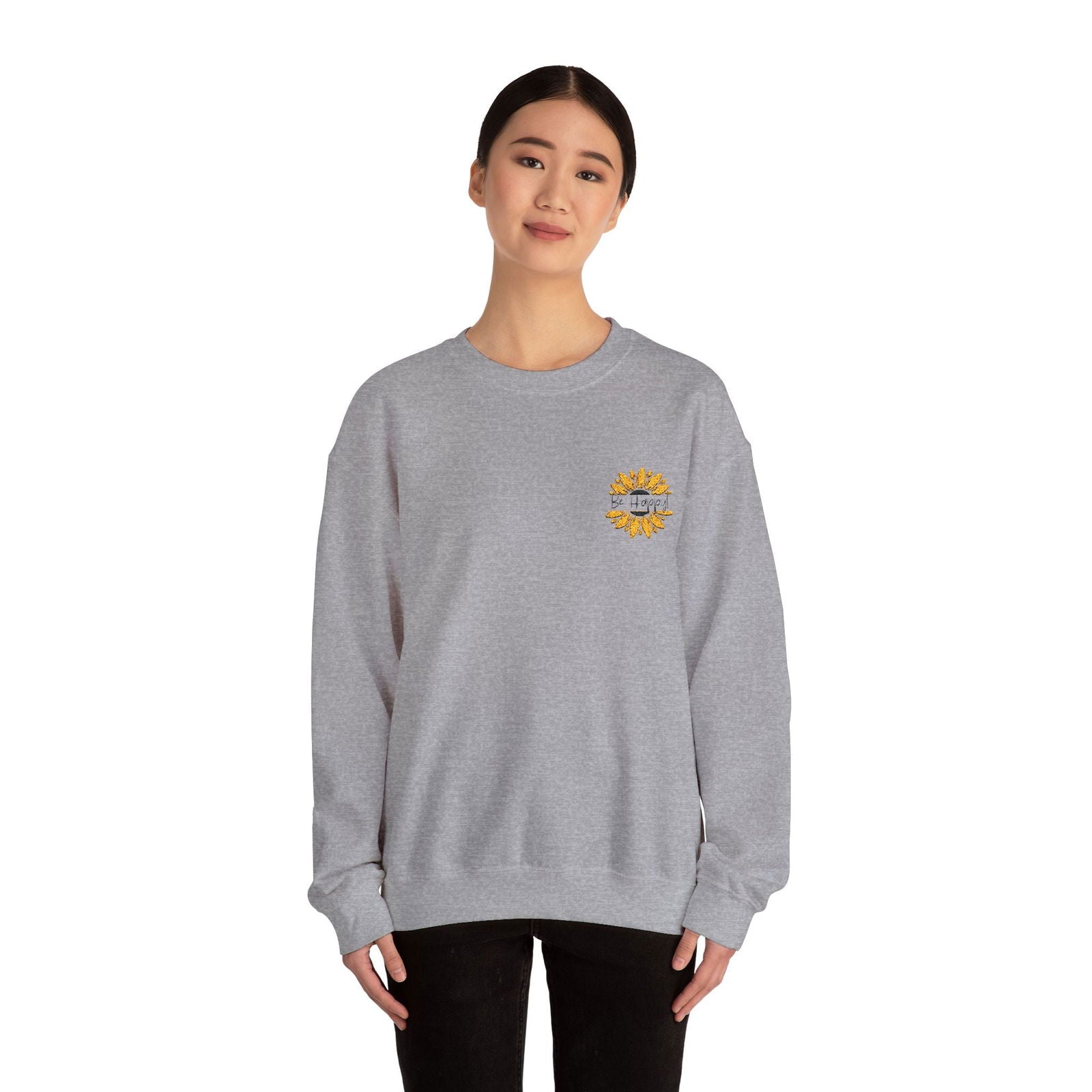 Be Happy Sweatshirt Women's Top - Comfortable & Stylish Adult Embroidered Sweatshirt