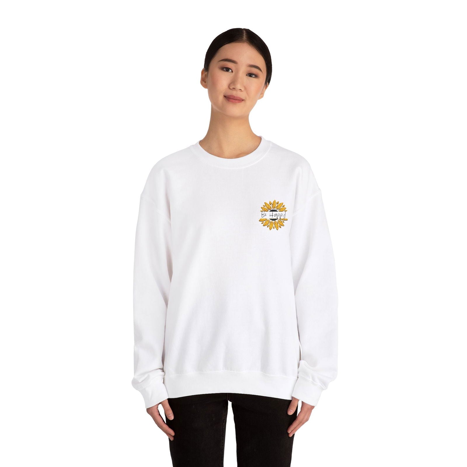 Be Happy Sweatshirt Women's Top - Comfortable & Stylish Adult Embroidered Sweatshirt