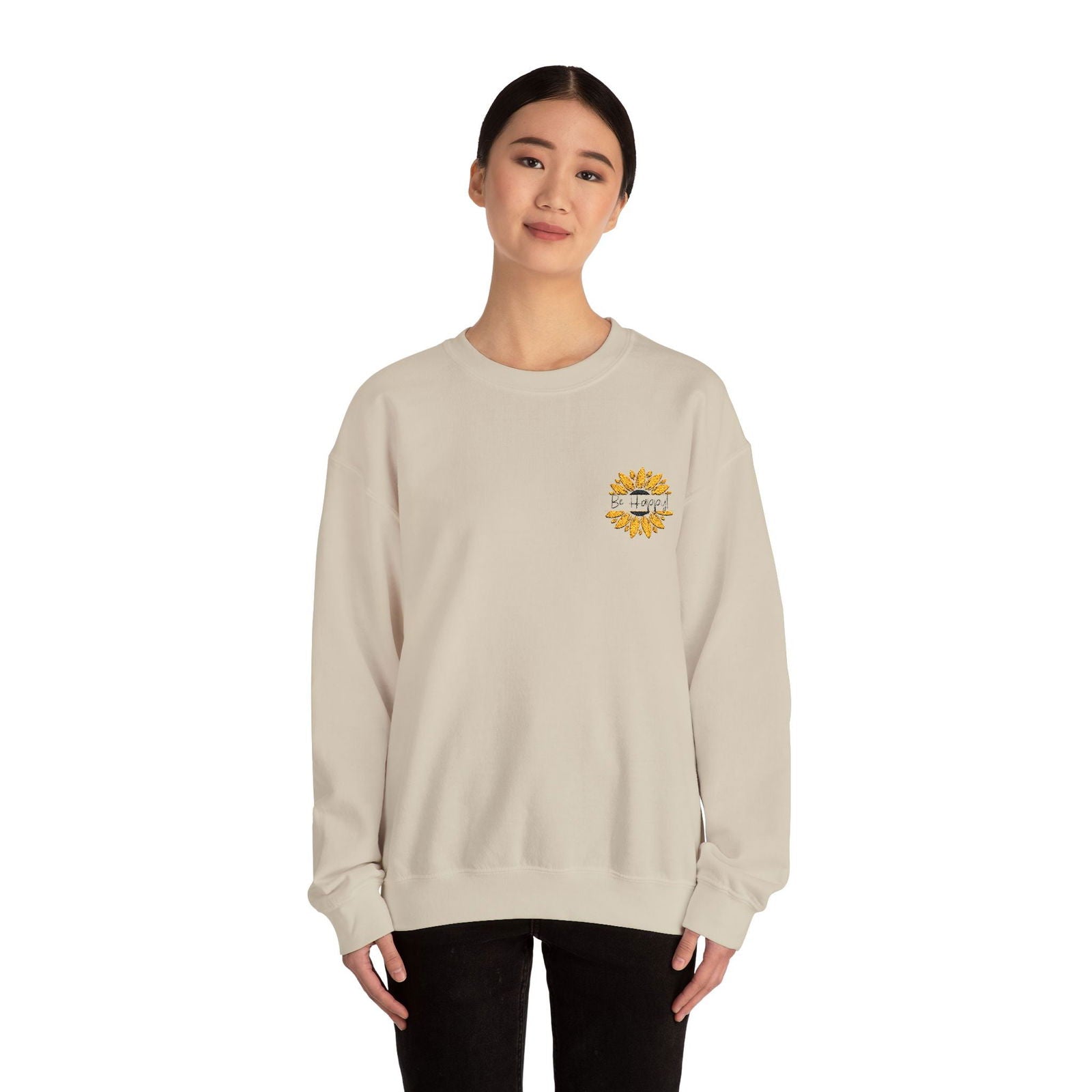 Be Happy Sweatshirt Women's Top - Comfortable & Stylish Adult Embroidered Sweatshirt