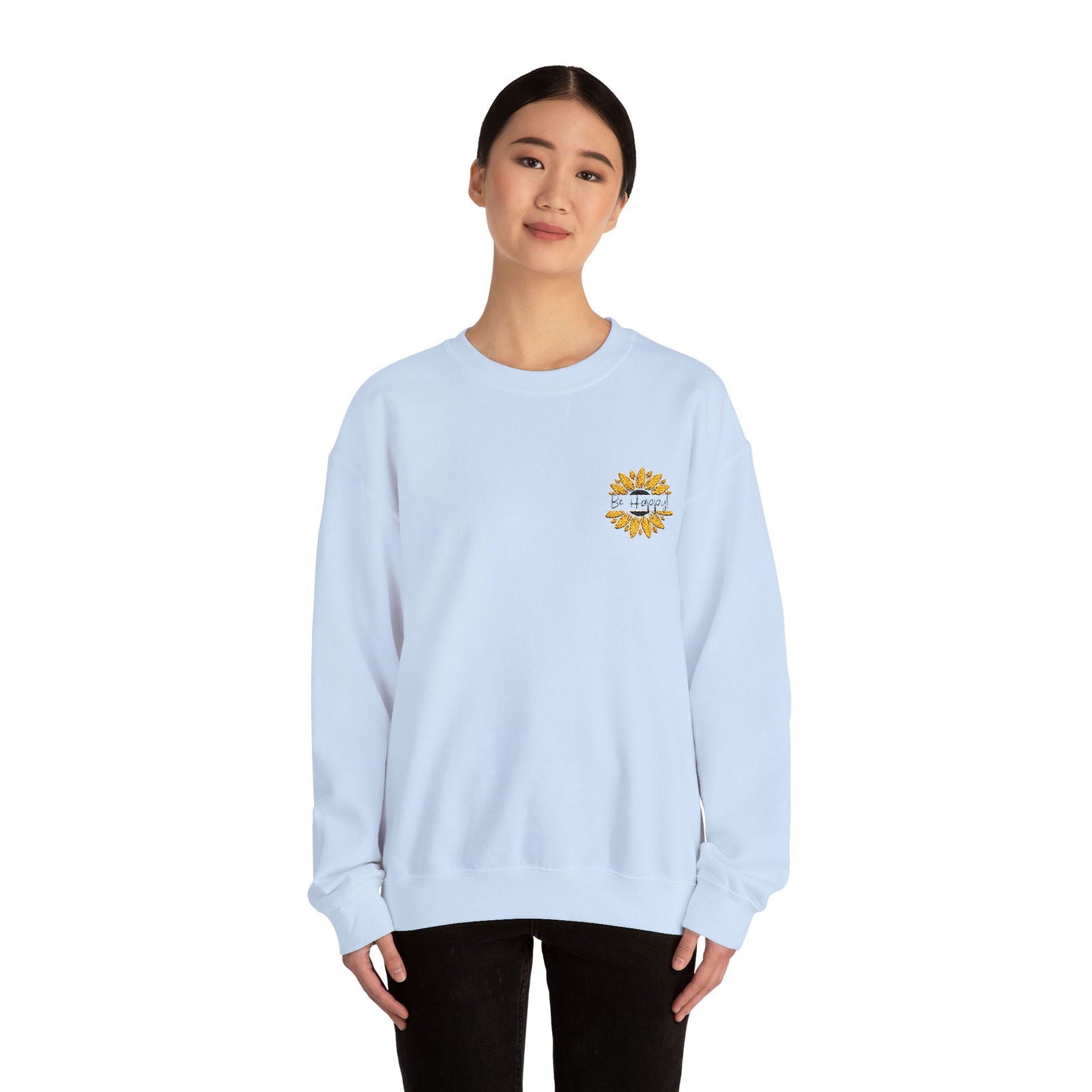Be Happy Sweatshirt Women's Top - Comfortable & Stylish Adult Embroidered Sweatshirt