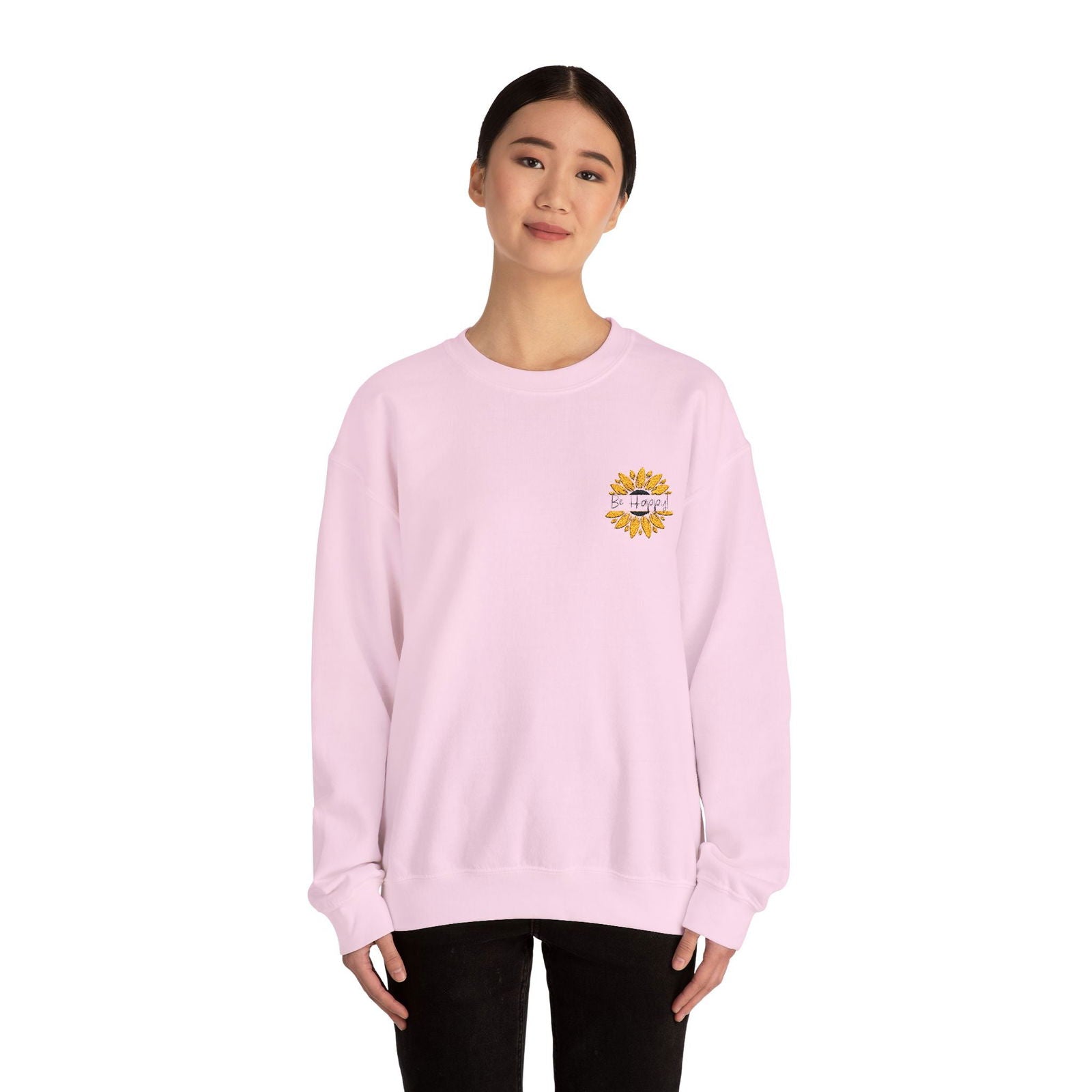 Be Happy Sweatshirt Women's Top - Comfortable & Stylish Adult Embroidered Sweatshirt
