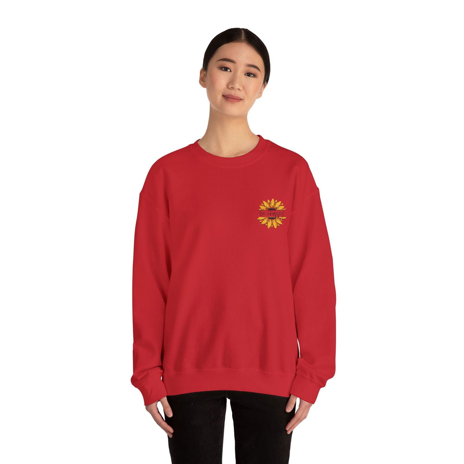 Be Happy Sweatshirt Women's Top - Comfortable & Stylish Adult Embroidered Sweatshirt