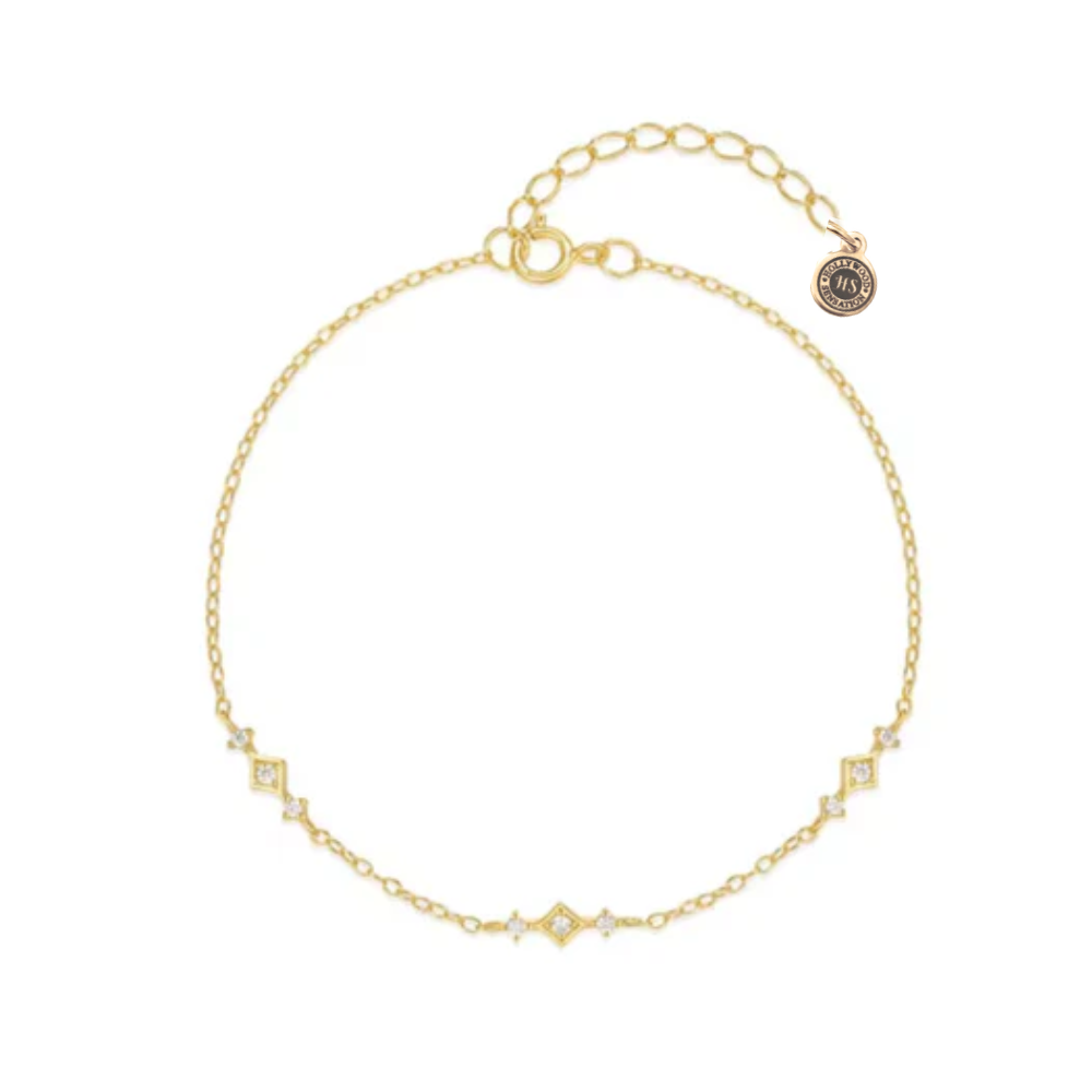 Belissa Dainty Chain Link Bracelet with Cubic Zirconia Accents