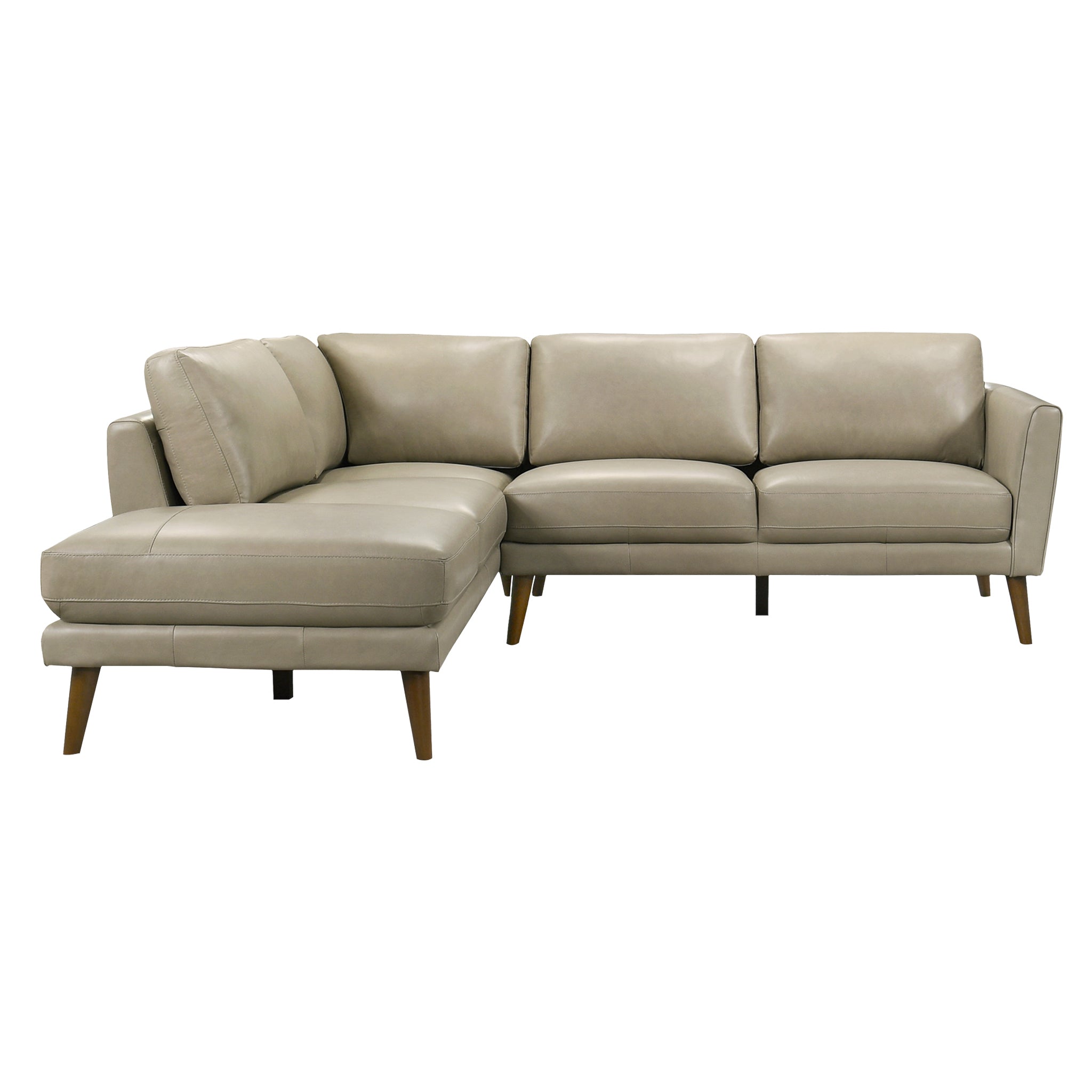 Benson Beige Leather Sectional Sofa Left Facing Chaise – Designer Sofa