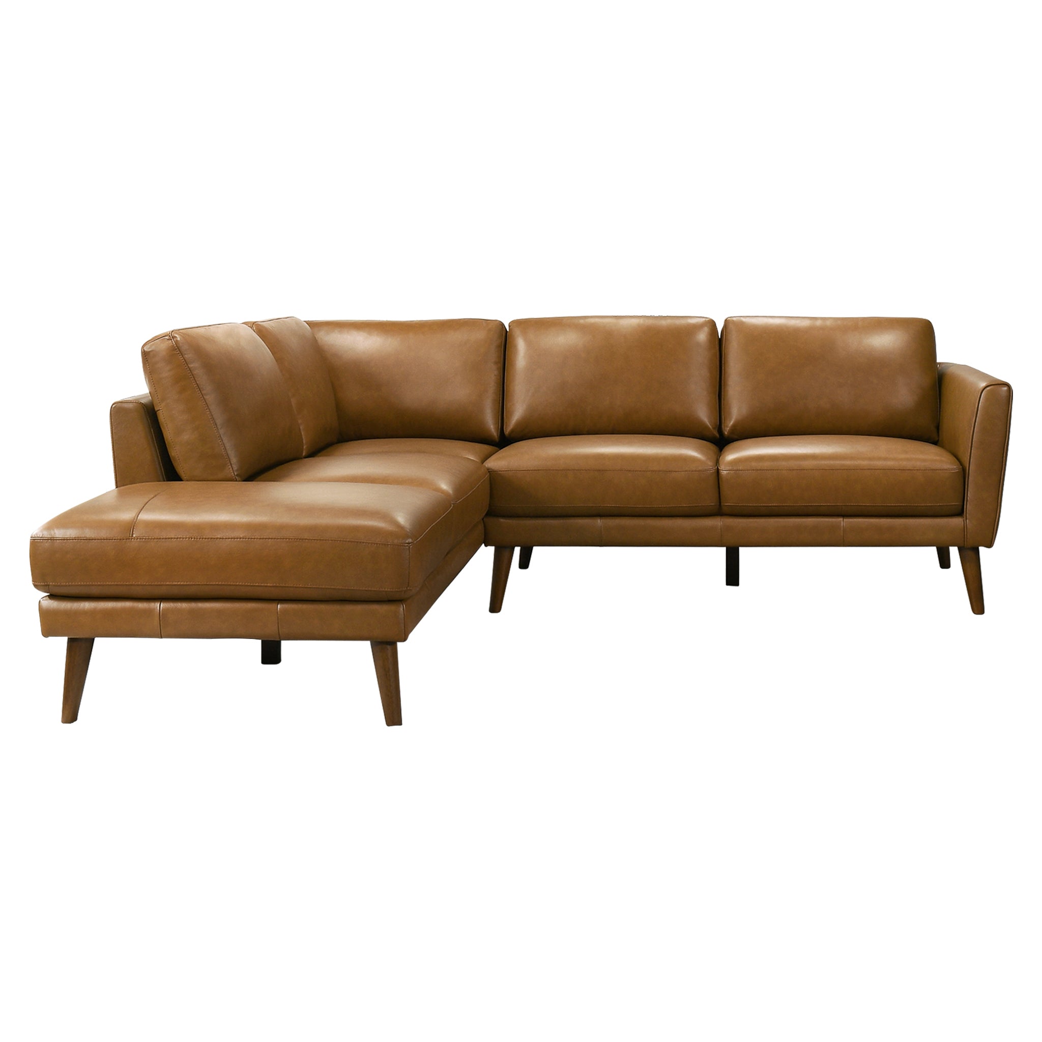 Benson Tan Leather Sectional Sofa Left Facing Chaise – Designer Sofa –