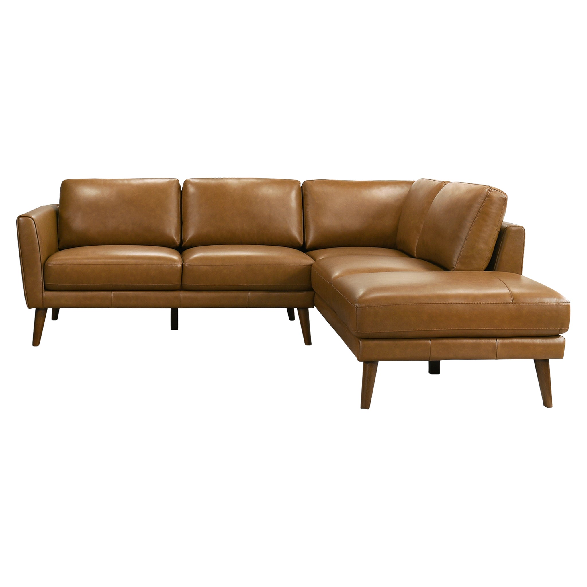 Benson Tan Leather Sectional Sofa Right Facing Chaise – Designer Sofa 