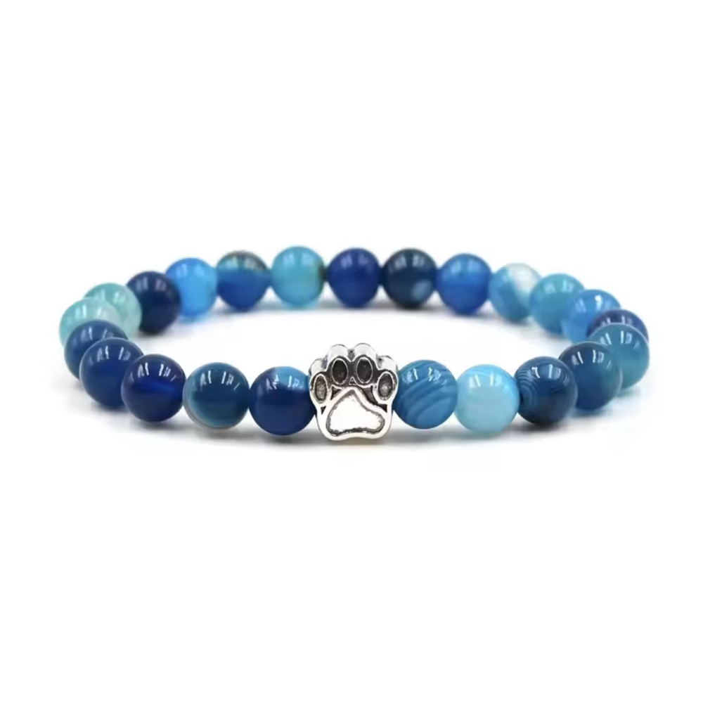 PawZee Azure Agate Paw Print Charm Bracelet