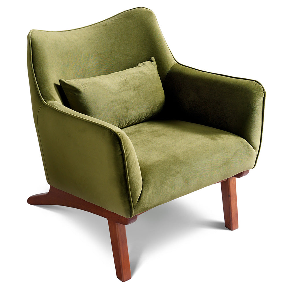 Brayden Olive Green Velvet Lounge Chair – Luxury Modern Seating – Cura