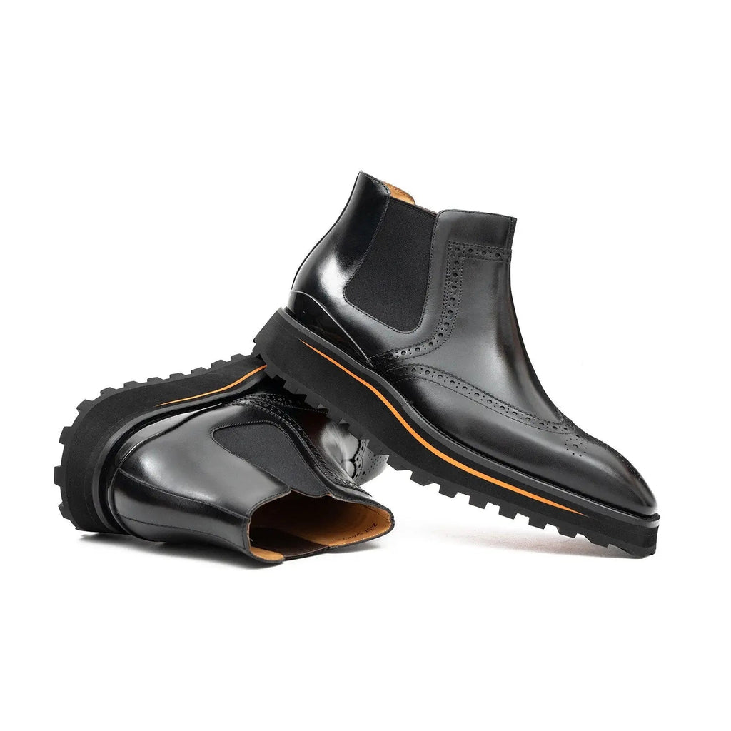 Brogue Thick-Soled Chelsea Boot 2891 Black