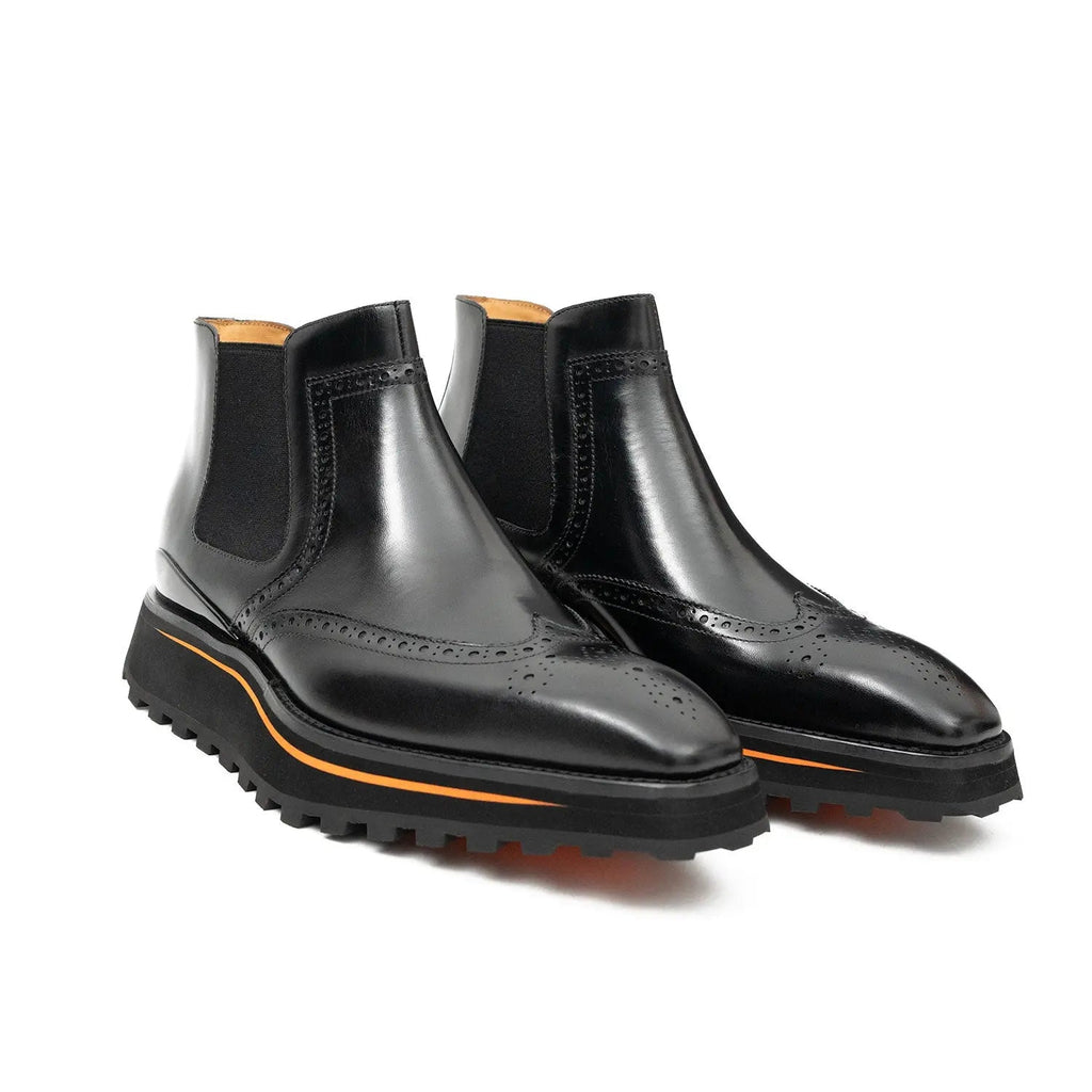 Brogue Thick-Soled Chelsea Boot 2891 Black