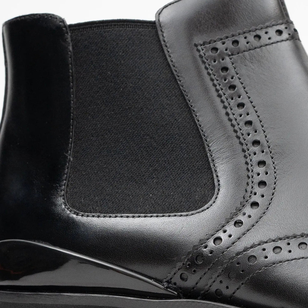 Brogue Thick-Soled Chelsea Boot 2891 Black