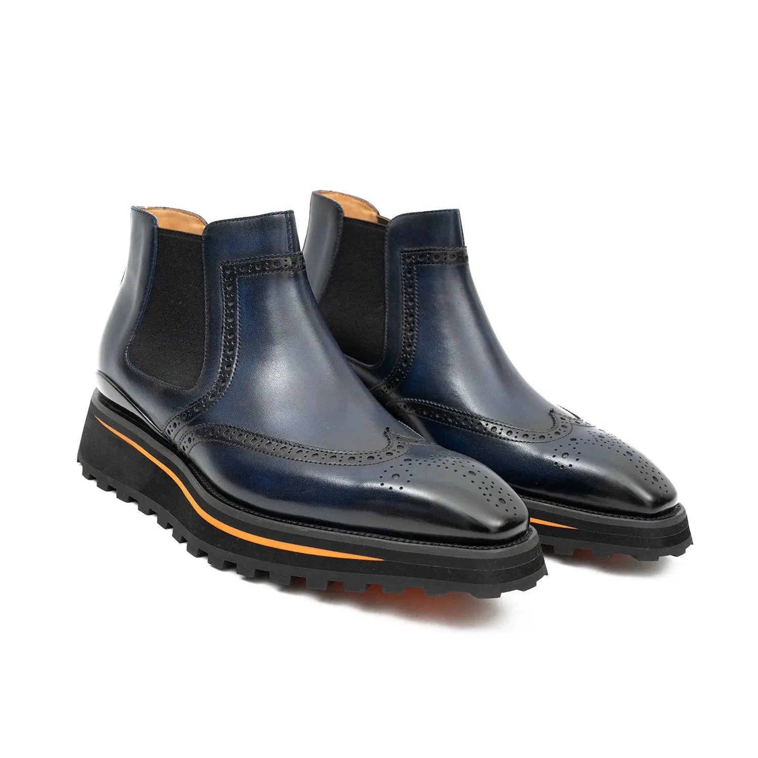 Brogue Thick-Soled Chelsea Boot 2891 Blue