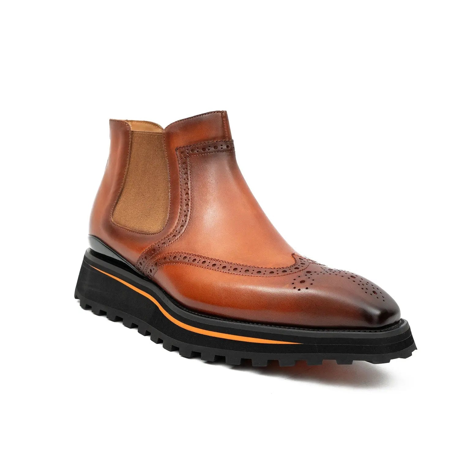 Brogue Thick-Soled Chelsea Boot 2891 Brown