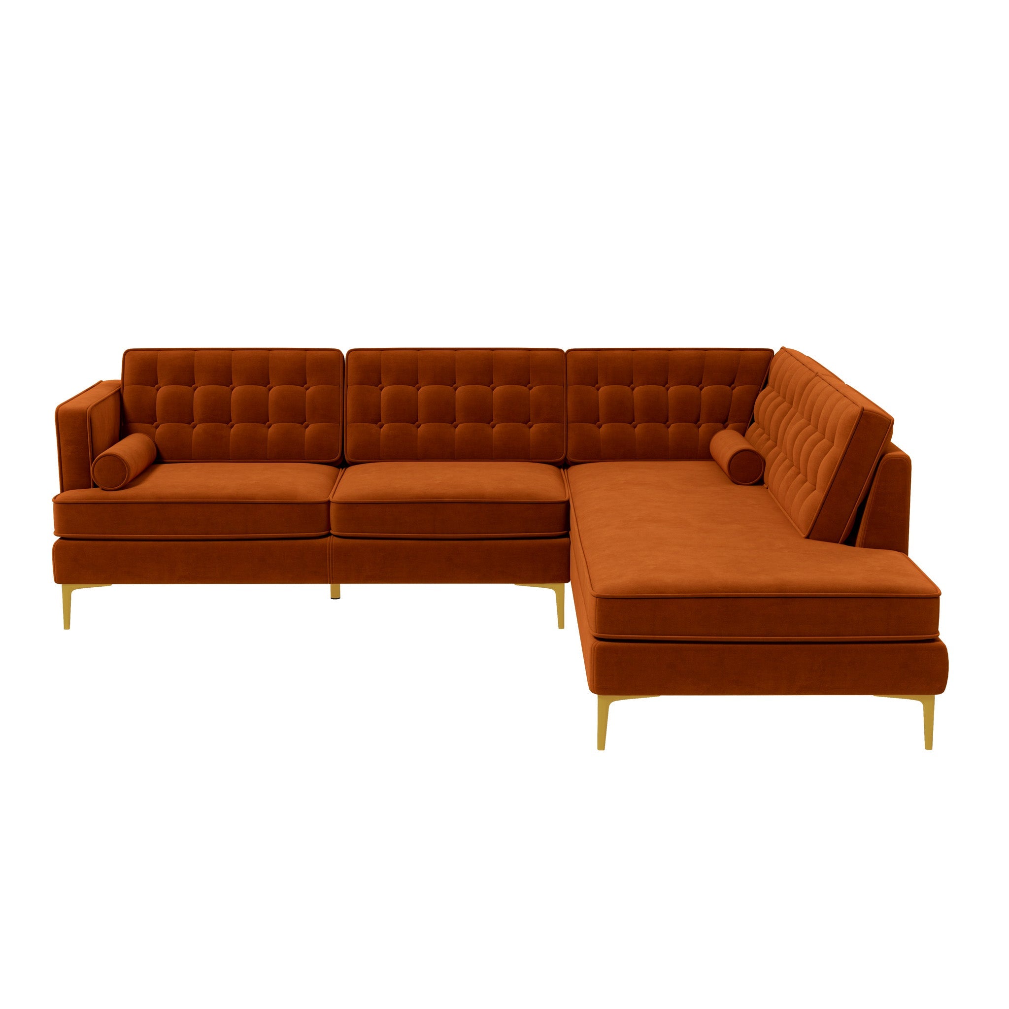 Brooke Burnt Orange Sectional Sofa Right Facing – Designer Sofa – Cura