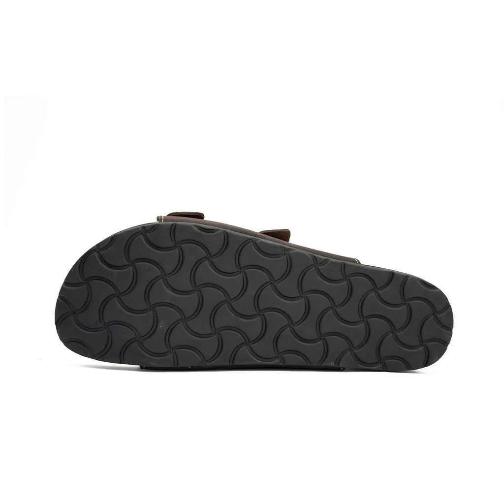 Brown Double - Strap Buckle Slide Sandals