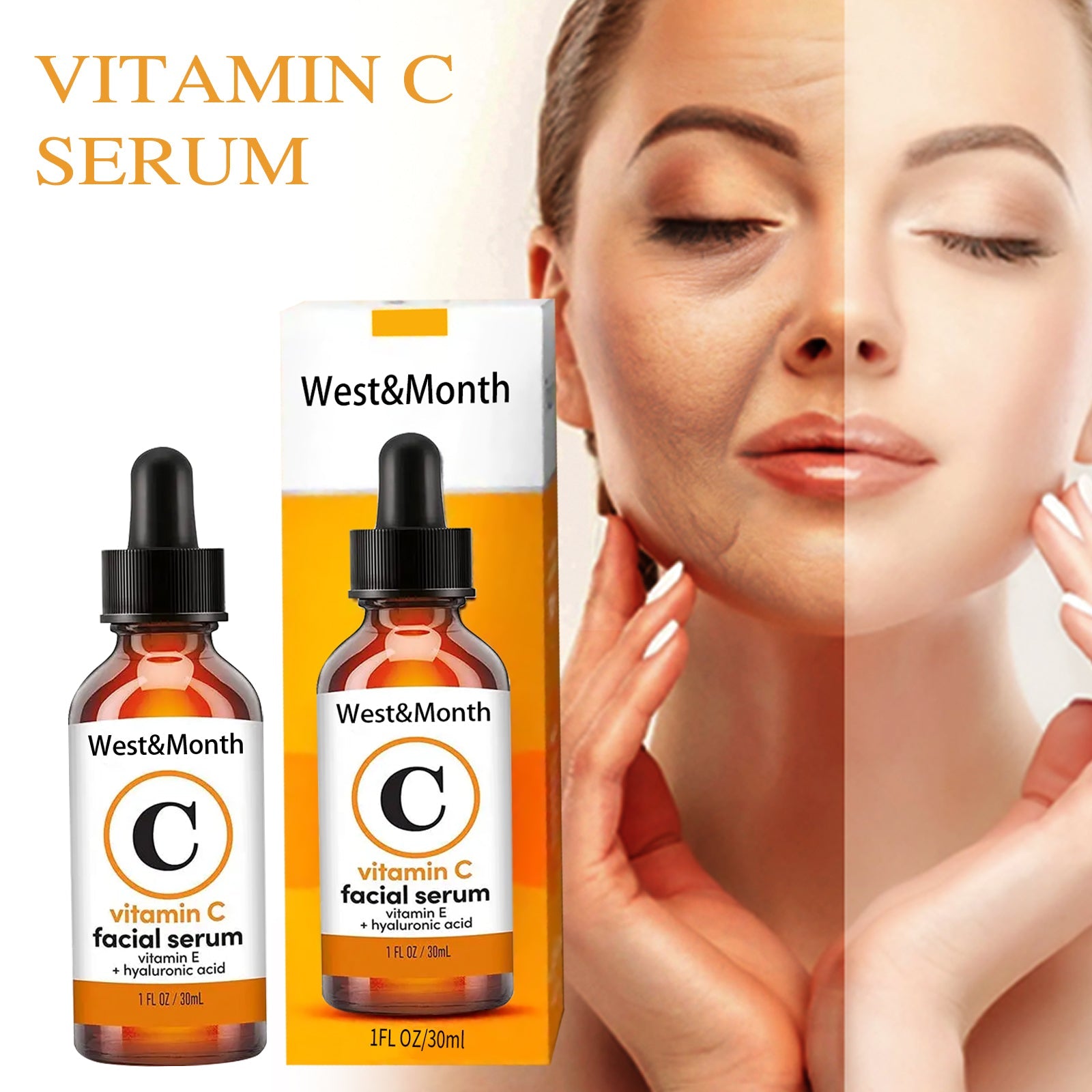 Vitamin C Face Serum, Anti-Aging Fade Facial Spots Wrinkles Brightening Skin