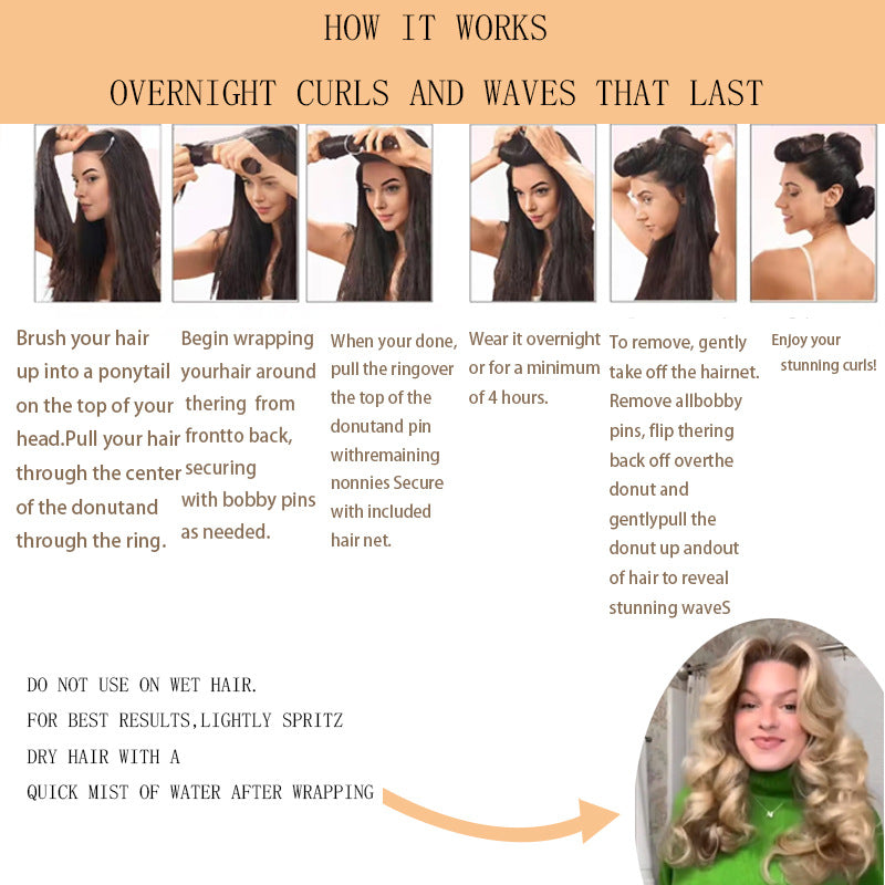 Sleeping lazy heatless hair curler simple big wave bold curling iron