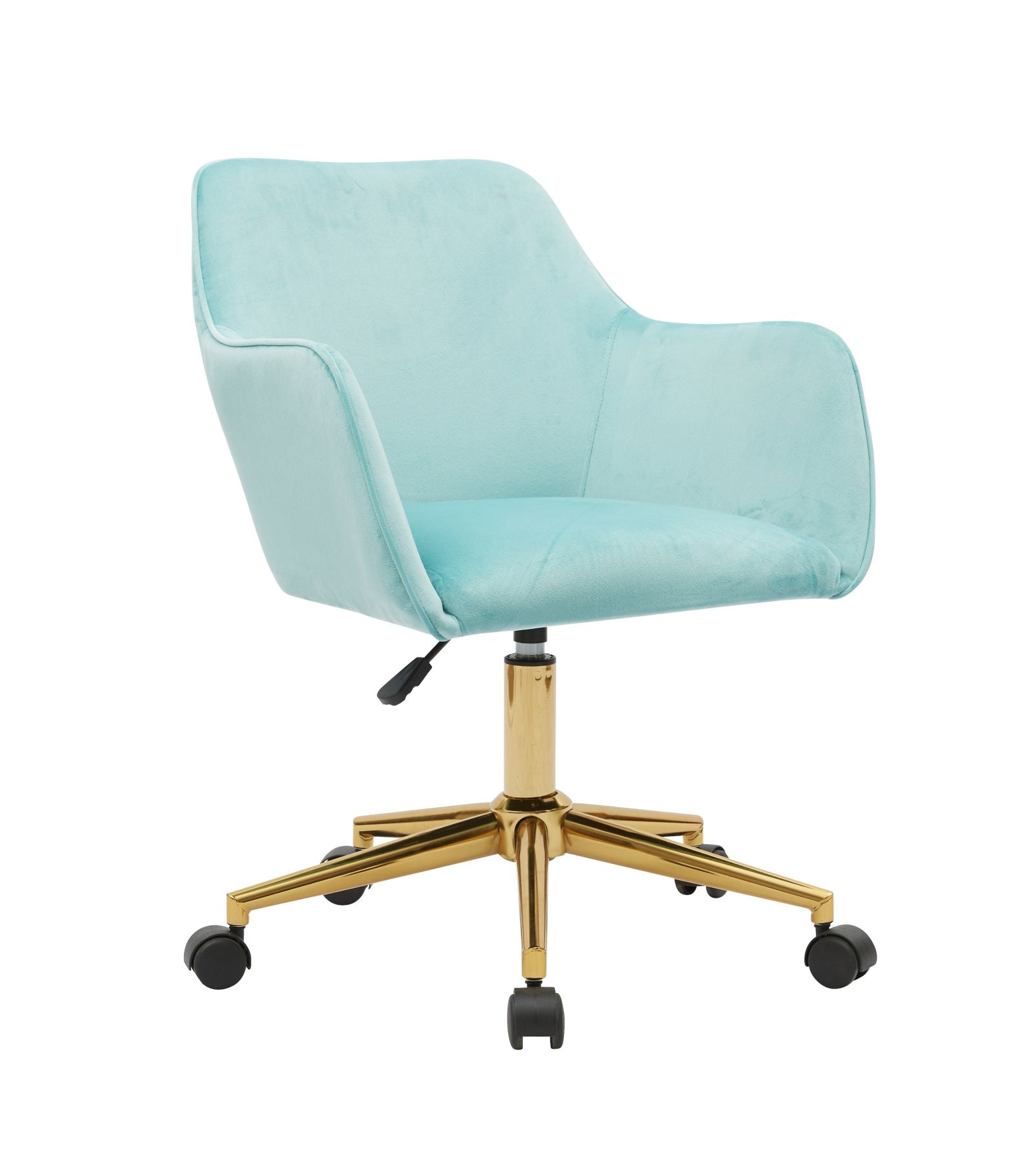 Modern Velvet Fabric Material Adjustable Height 360 revolving Home Office Chair Aqua Light Blue