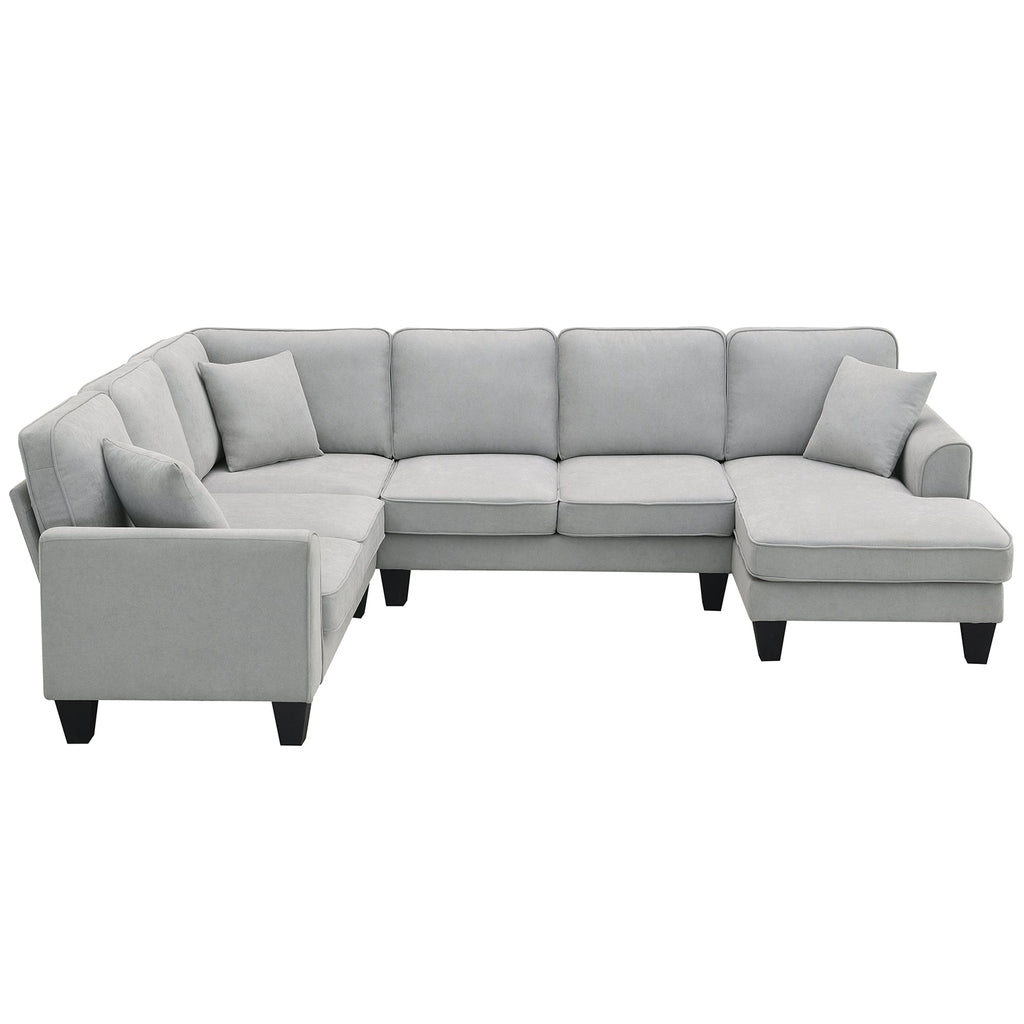 [VIDEO provided] [New] 108*85.5" Modern U Shape Sectional Sofa 7 Seat Fabric Sectional Sofa Set