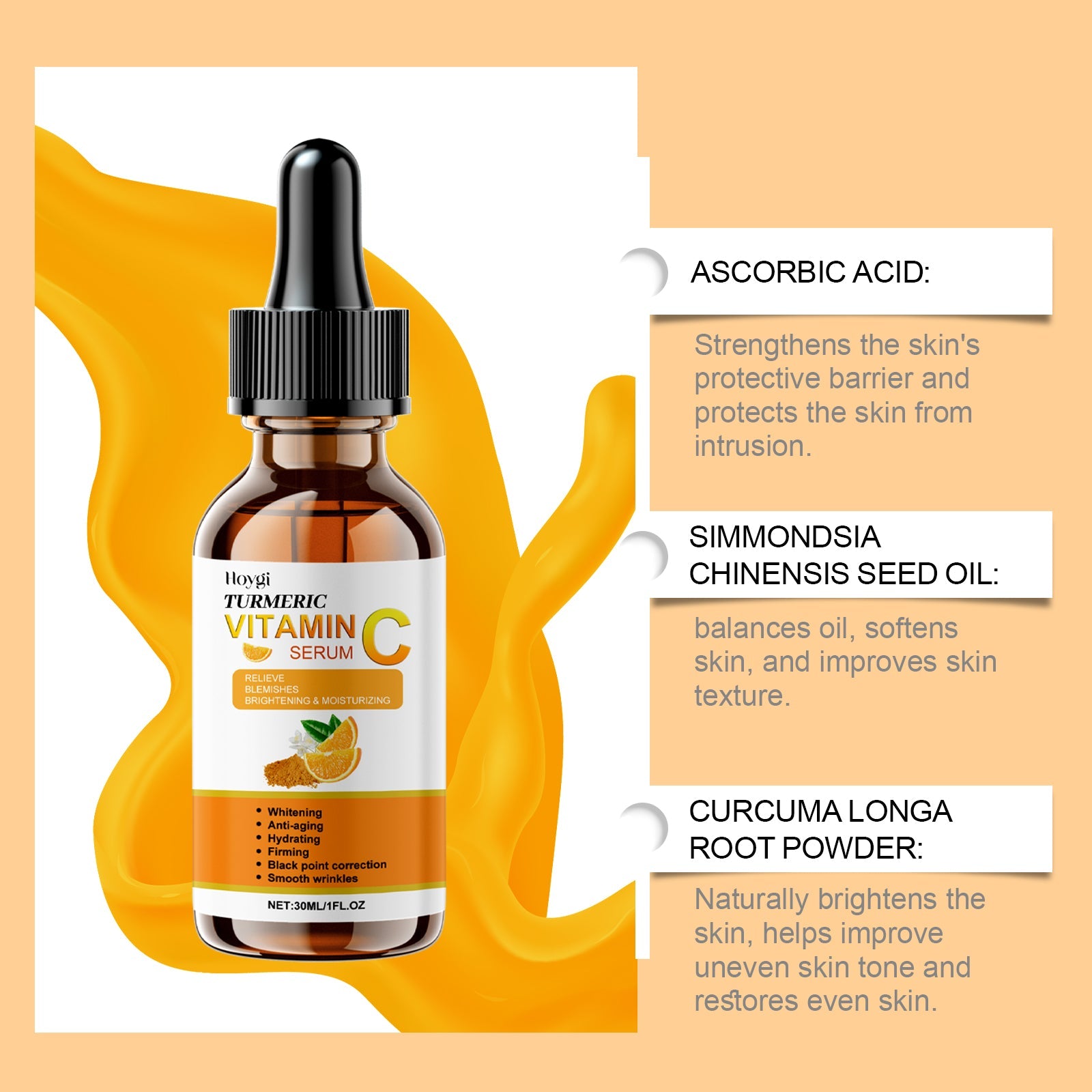 Vitamin C Facial Essence, Moisturizing, Hydrating, Brightening, Moisturizing, Anti-Wrinkle And Firming Facial Care Essential Oil