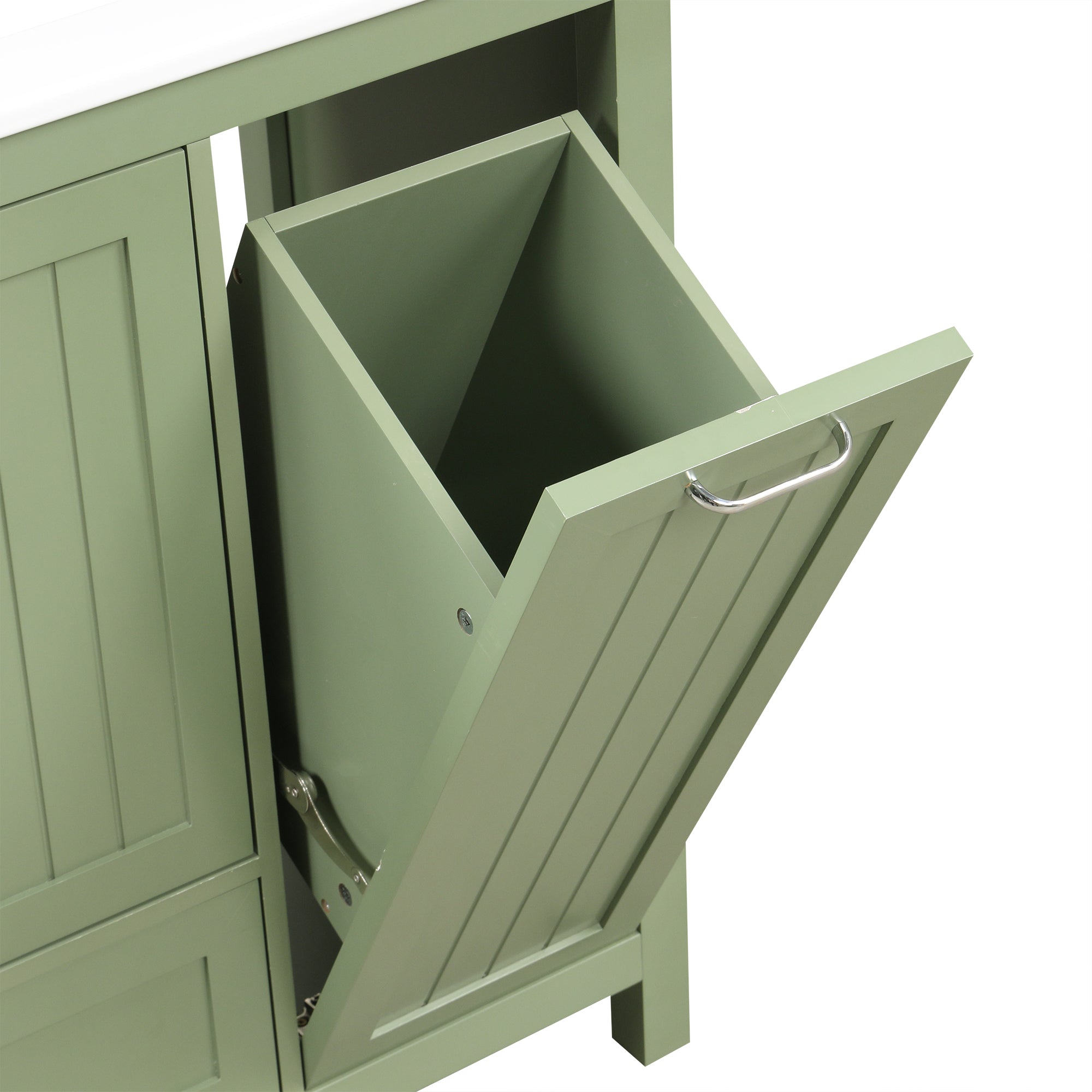 36 inch bathroom vanity with sink, one double door cabinet one large drawer and one flip drawer solid wood and MDF board, green