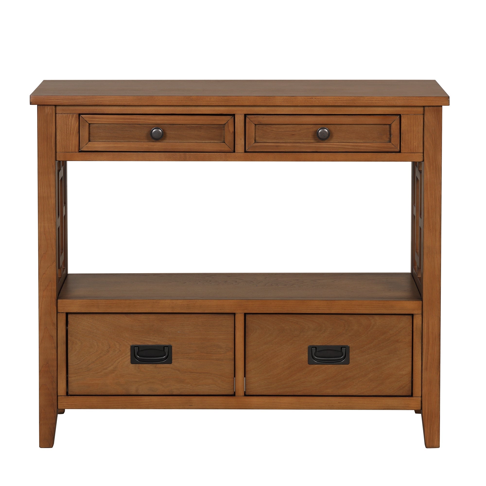 36'' Farmhouse Pine Wood Console Table Entry Sofa Table with 4 Drawers & 1 Storage Shelf (Brown)