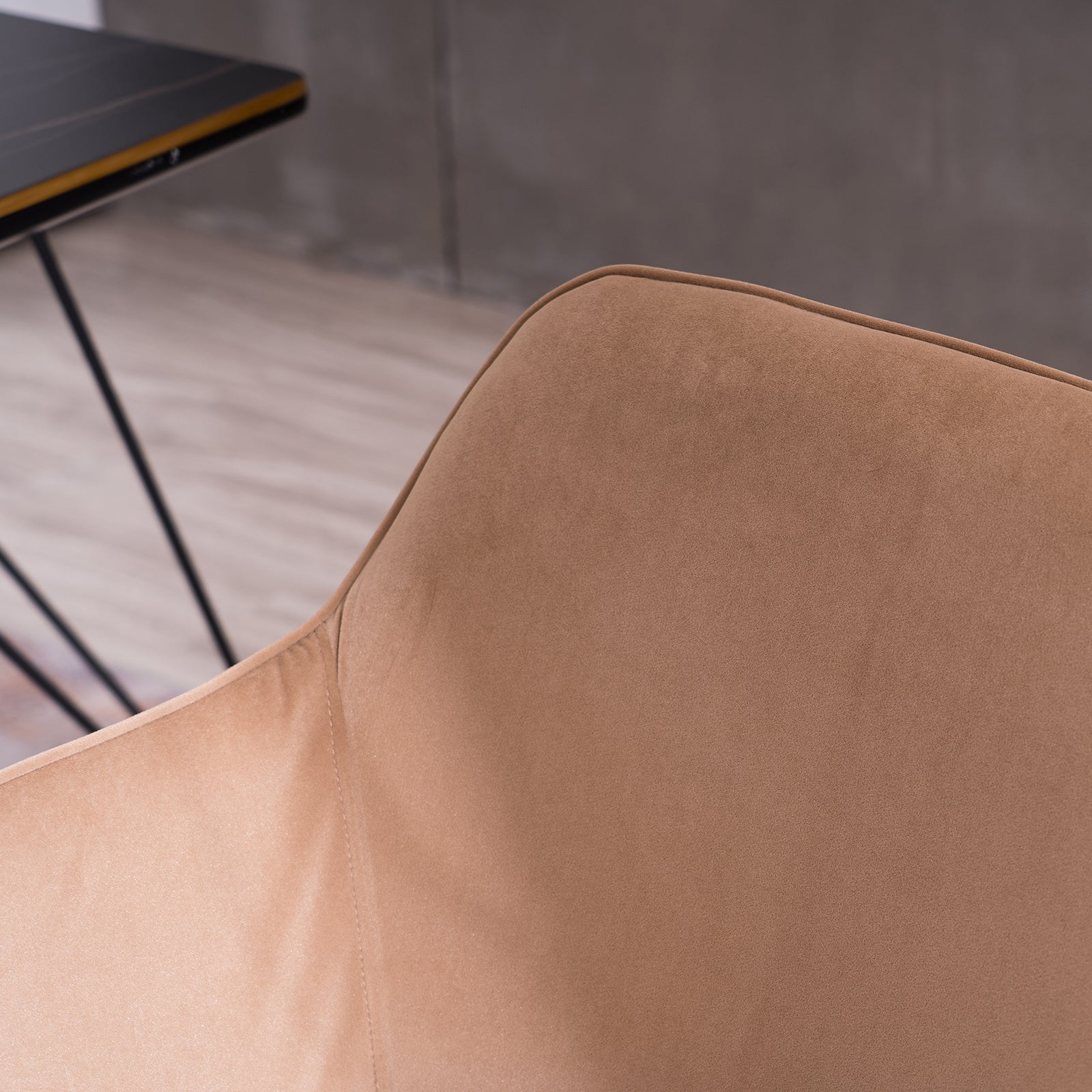 Modern Velvet Fabric Material Adjustable Height 360 revolving Home Office Chair Light Coffee Brown