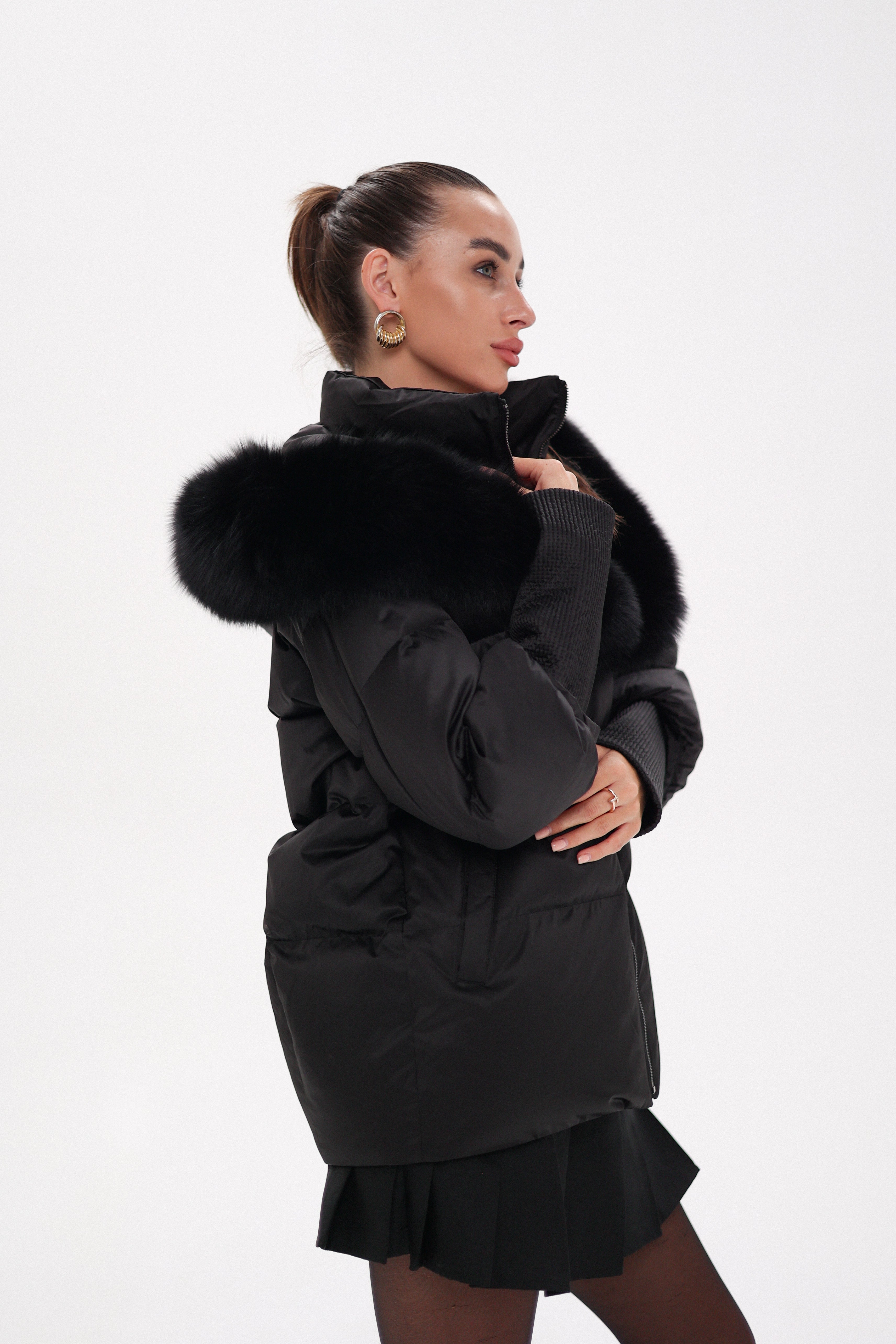 Pre-Order. Re-Stock Ships October 20. Amanda Genuine Fur Trim Down Fill Coat