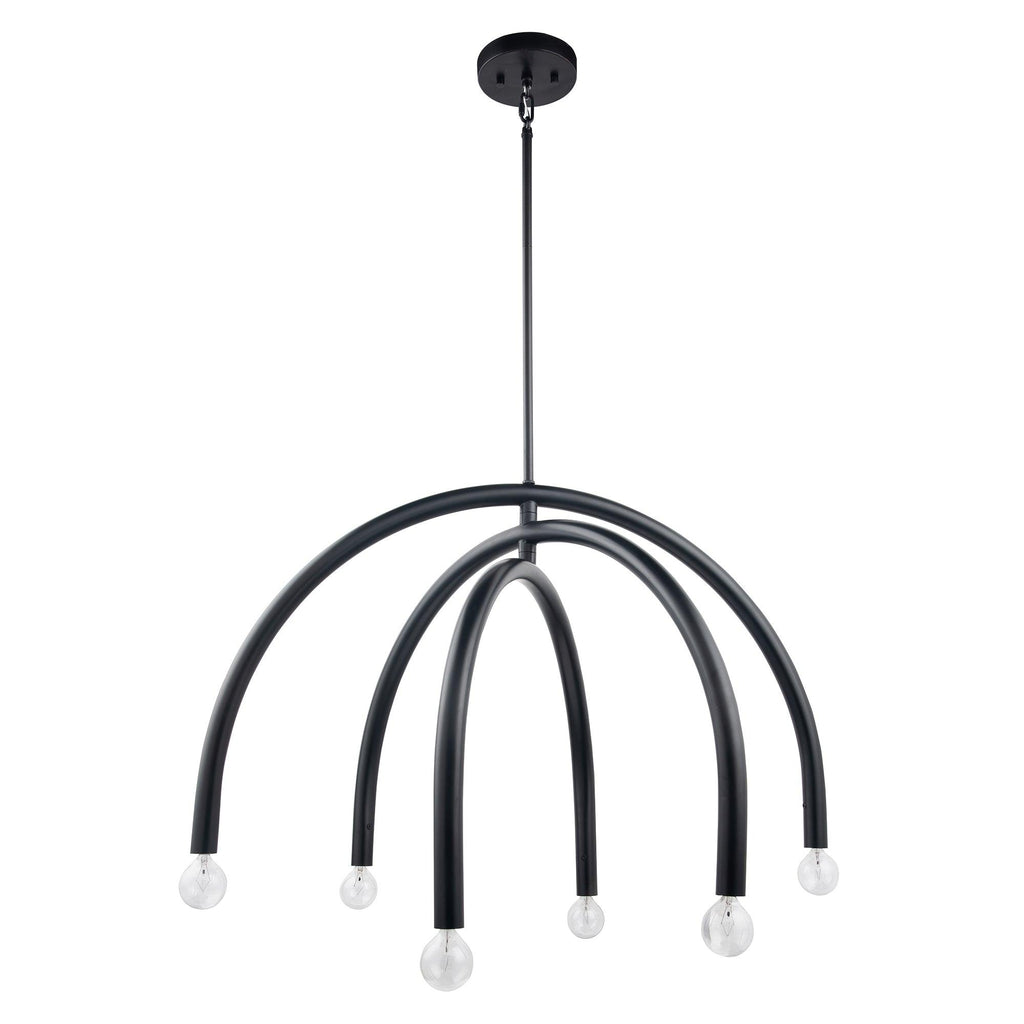 Caboche Mid-Century Modern Black Dimmable 6-Light Chandelier