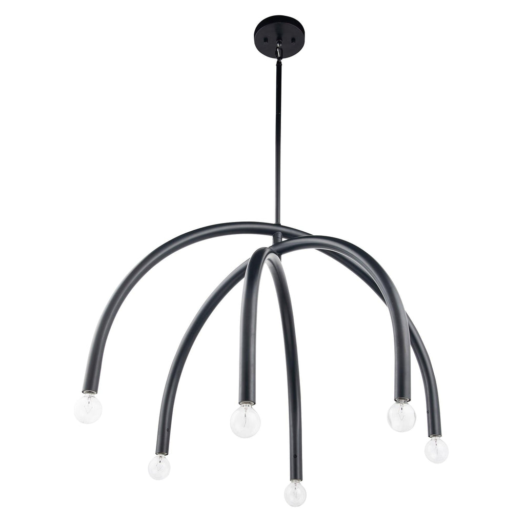 Caboche Mid-Century Modern Black Dimmable 6-Light Chandelier