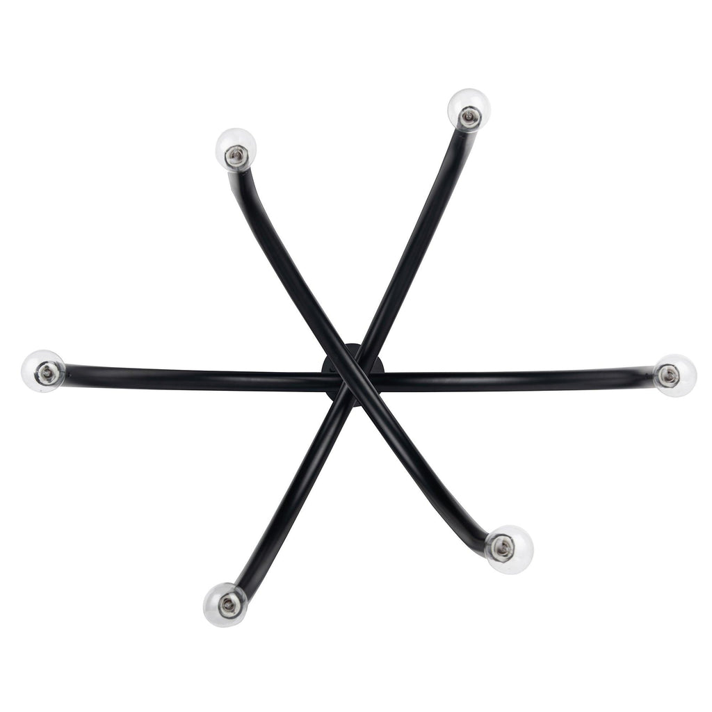 Caboche Mid-Century Modern Black Dimmable 6-Light Chandelier