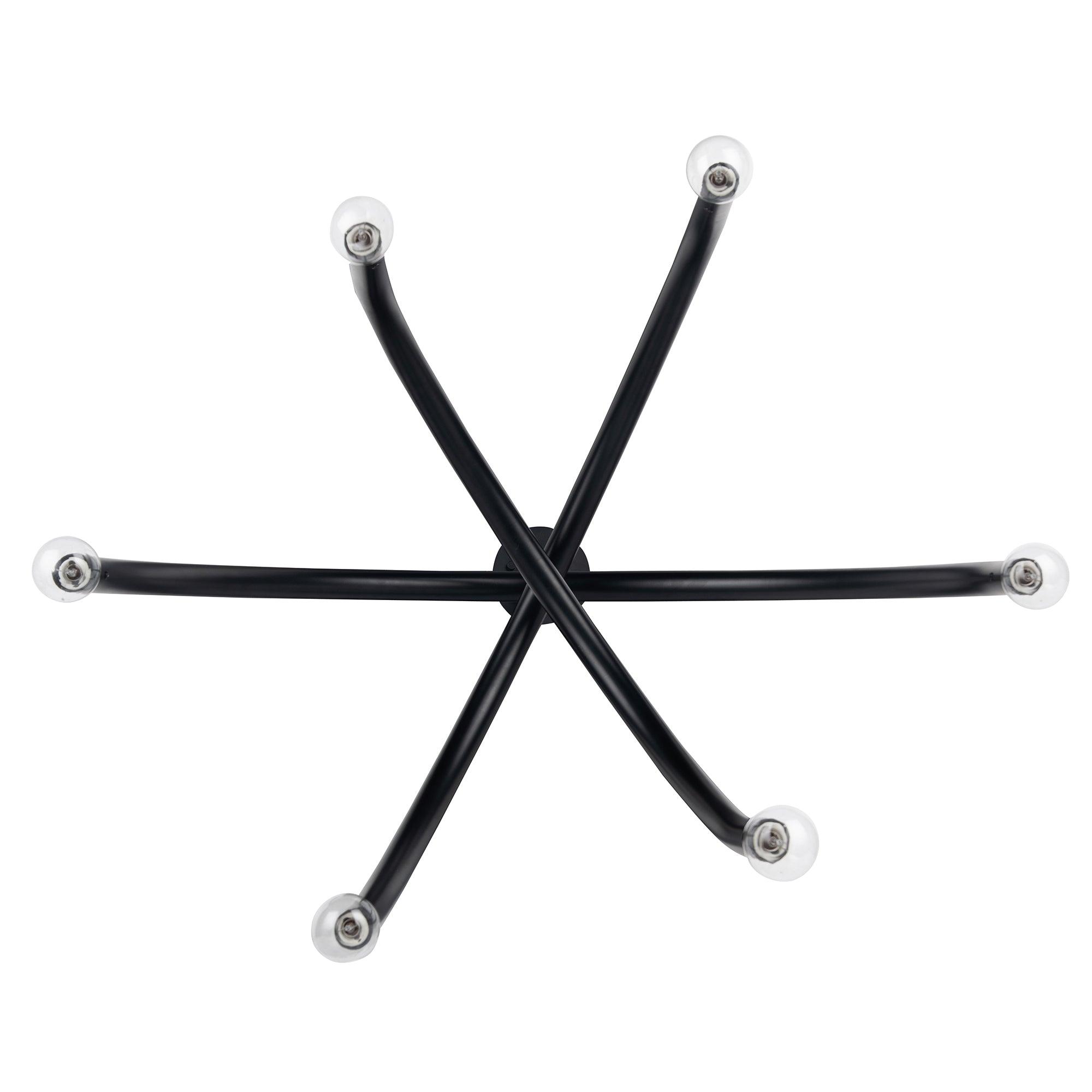 Caboche Mid-Century Modern Black Dimmable 6-Light Chandelier