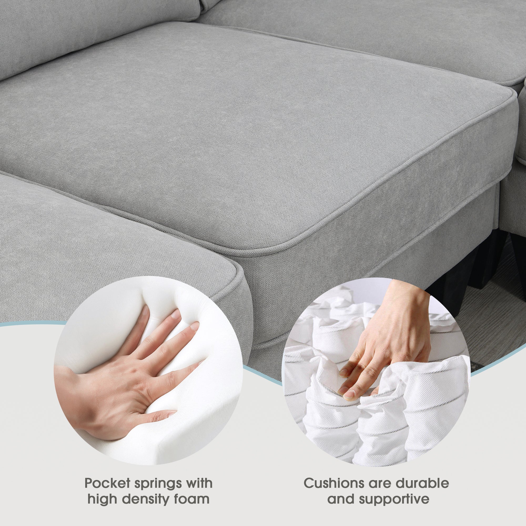 [VIDEO provided] [New] 108*85.5" Modern U Shape Sectional Sofa 7 Seat Fabric Sectional Sofa Set