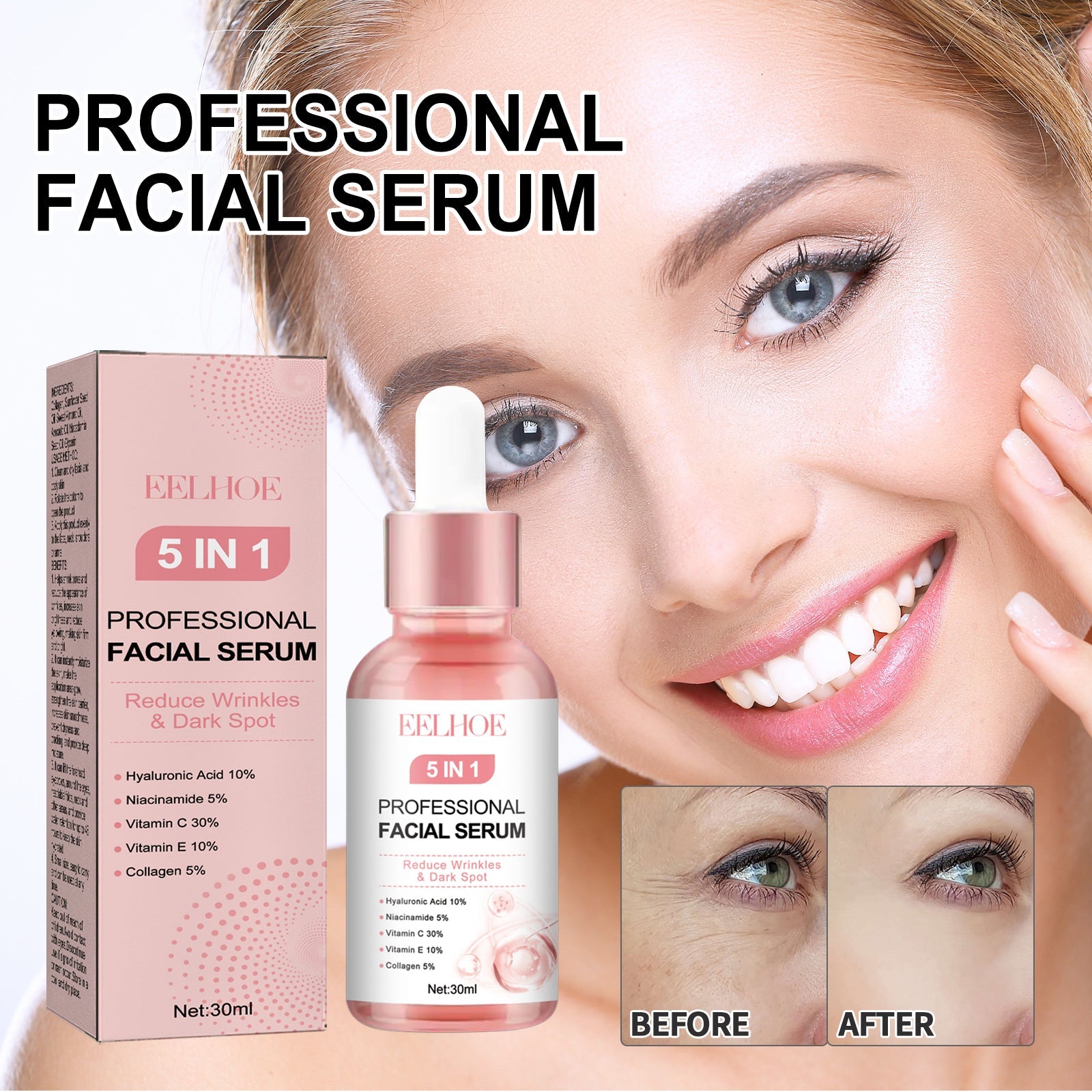 5 In 1 Face Essence Hydrating, Firming, Whitening, Whitening And Anti-Wrinkle Essence For Fine Lines