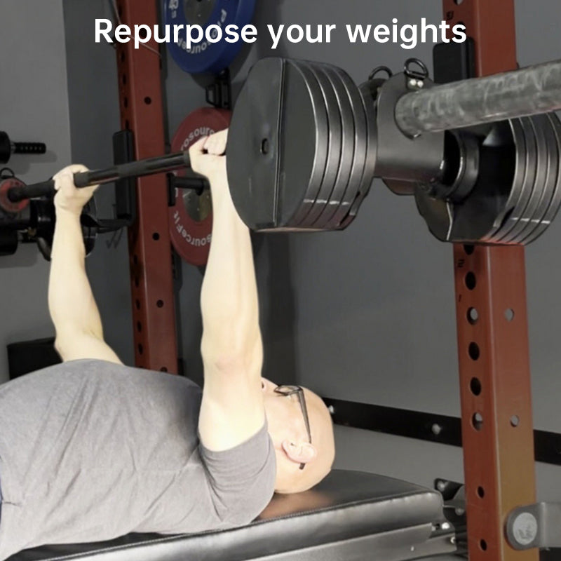 Uclips barbell - landmine adapter. For squats, rows. Grip attachment, barbell clip. Gym & home use.