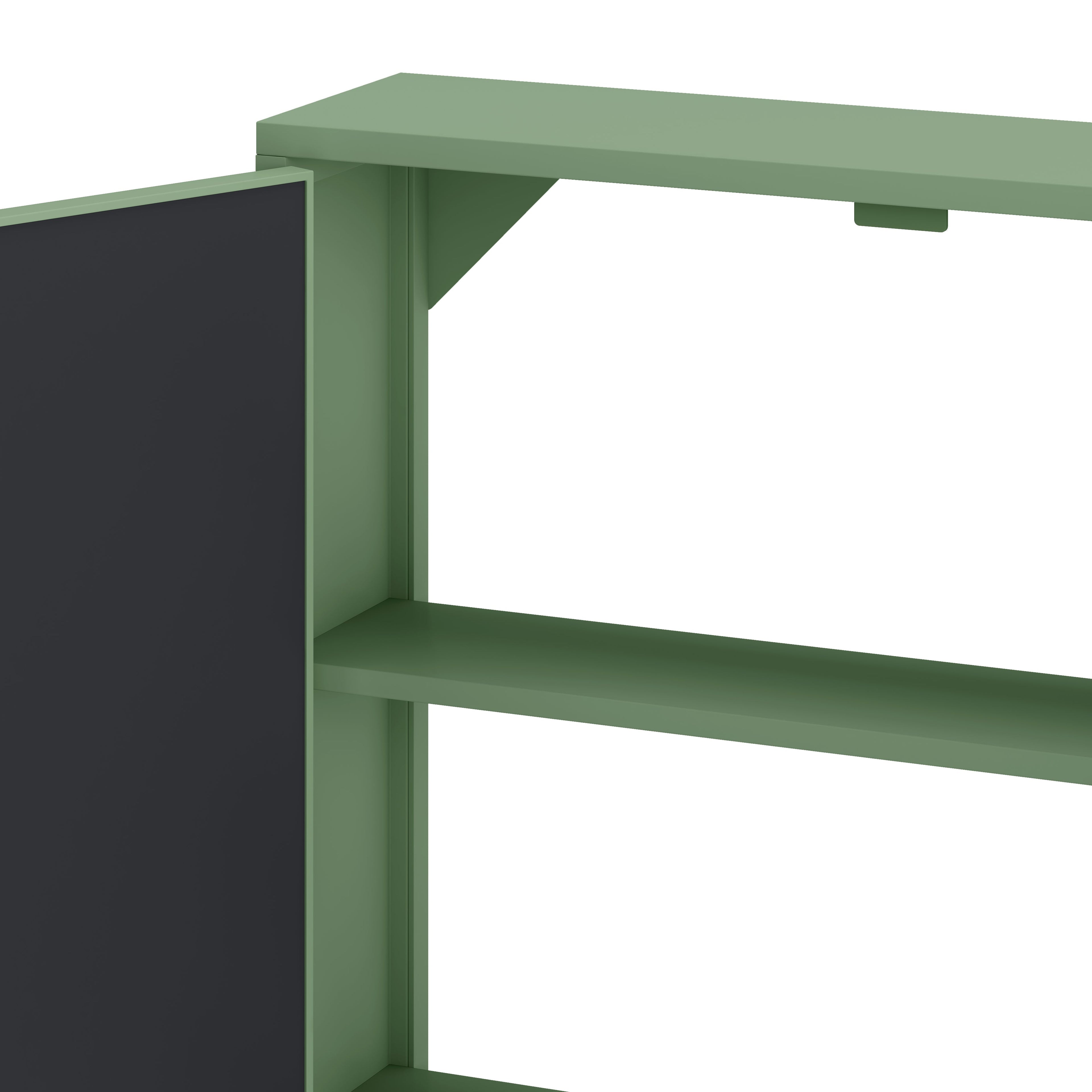23.62 "Vintage Two Door Wall Cabinet with Mirror Three-level Entrance Storage Space Green