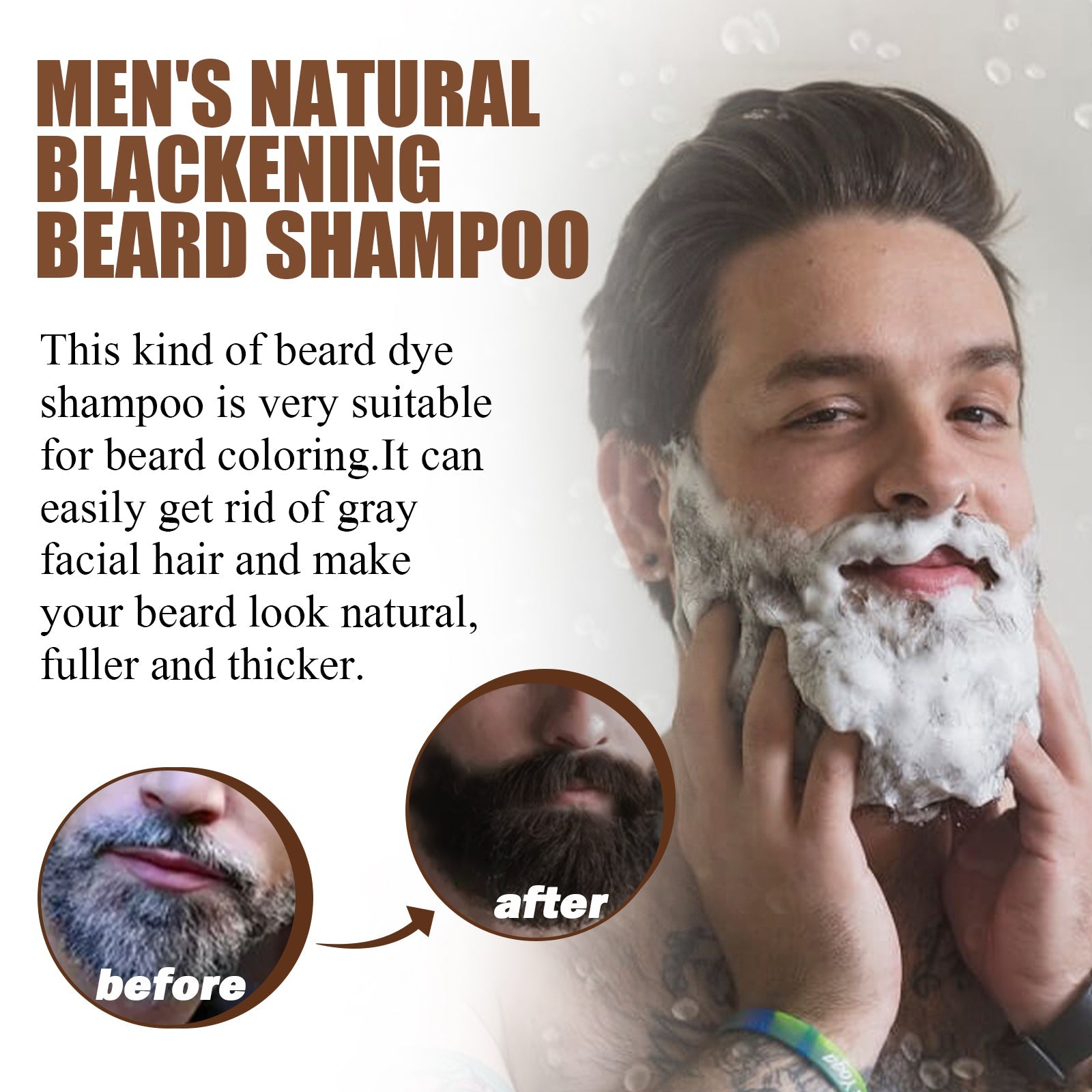 Shampoo Men's Hair Cleansing Moisturizing Massage Treatment Smoothing Dark Hair Shampoo