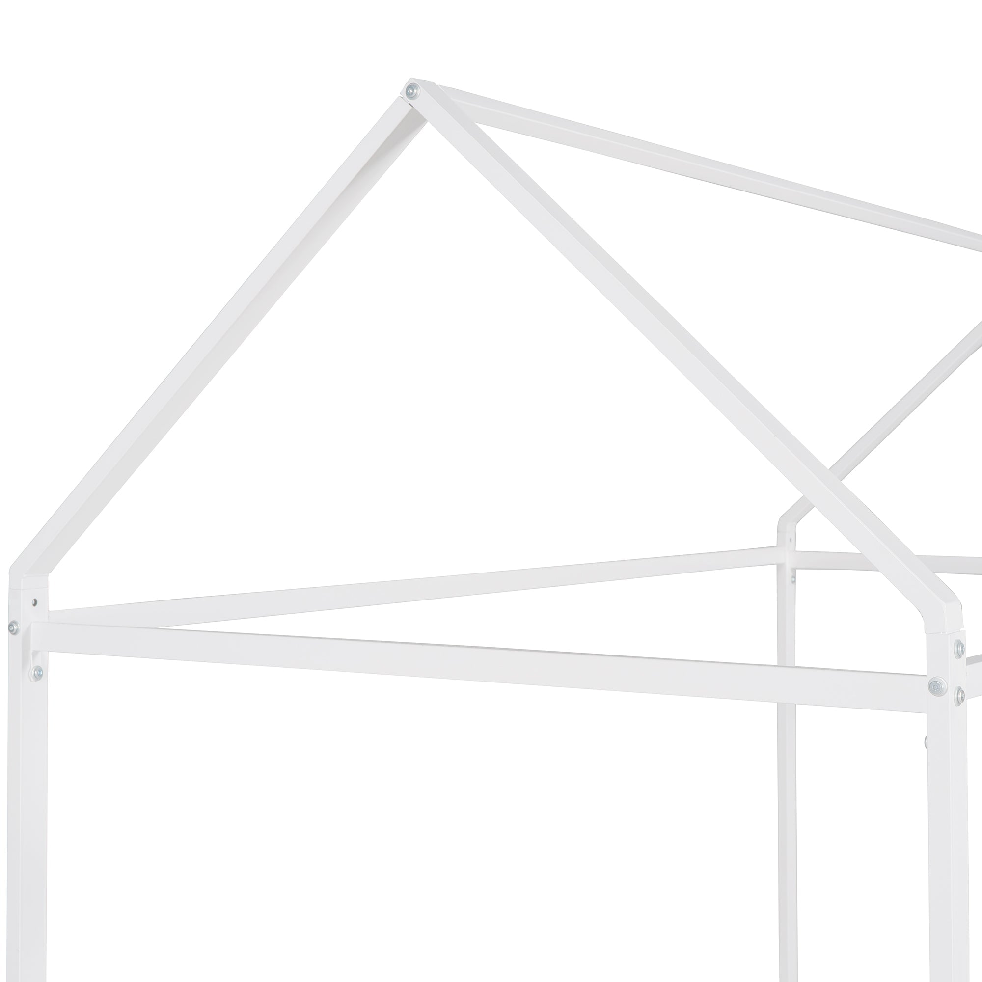 House Bed Frame Twin Size Kids Bed Frame Metal Platform Bed Floor Bed for Kids Boys Girls No Box Spring Needed White