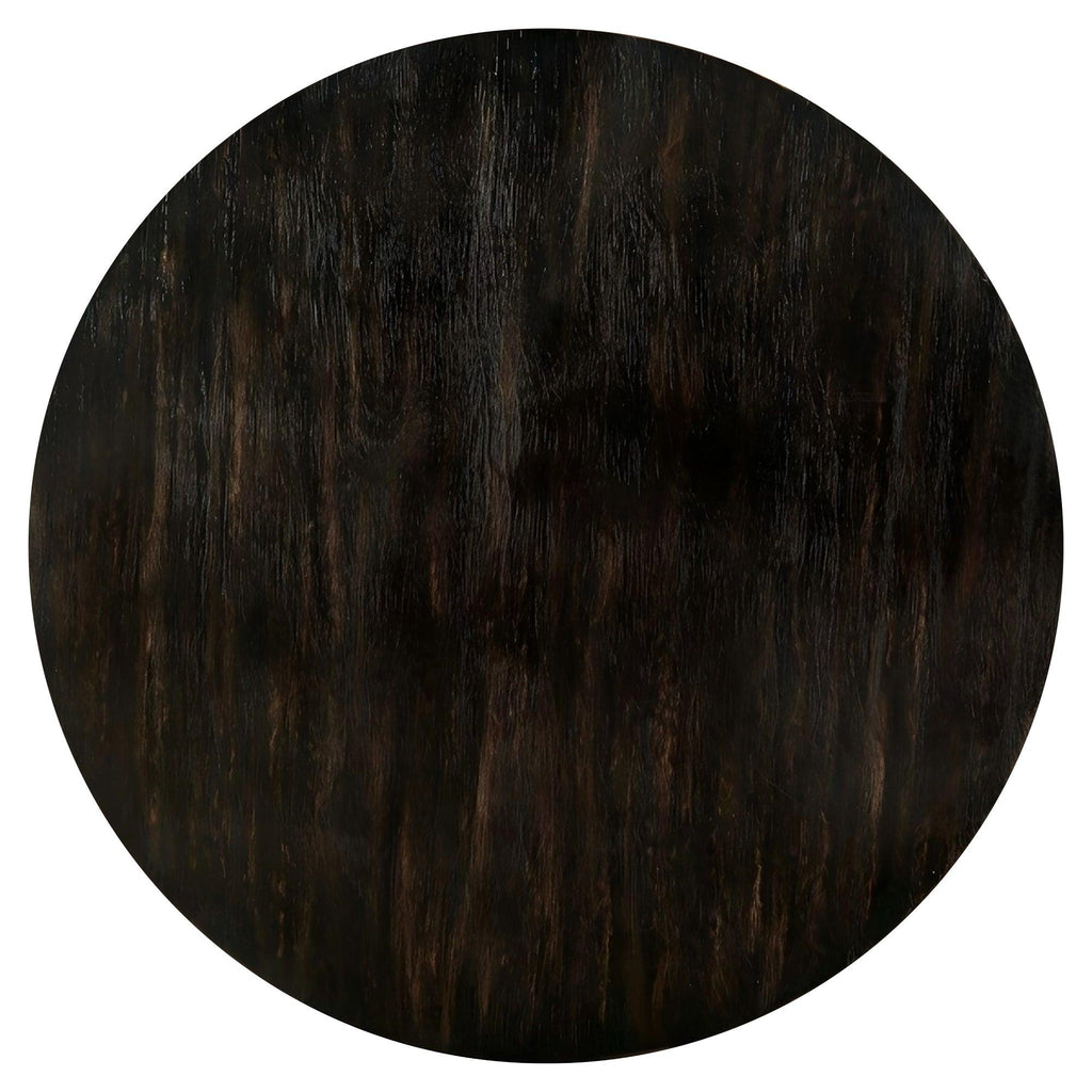 18"H Antique Black Round Structure Coffee Table with Open Shelf