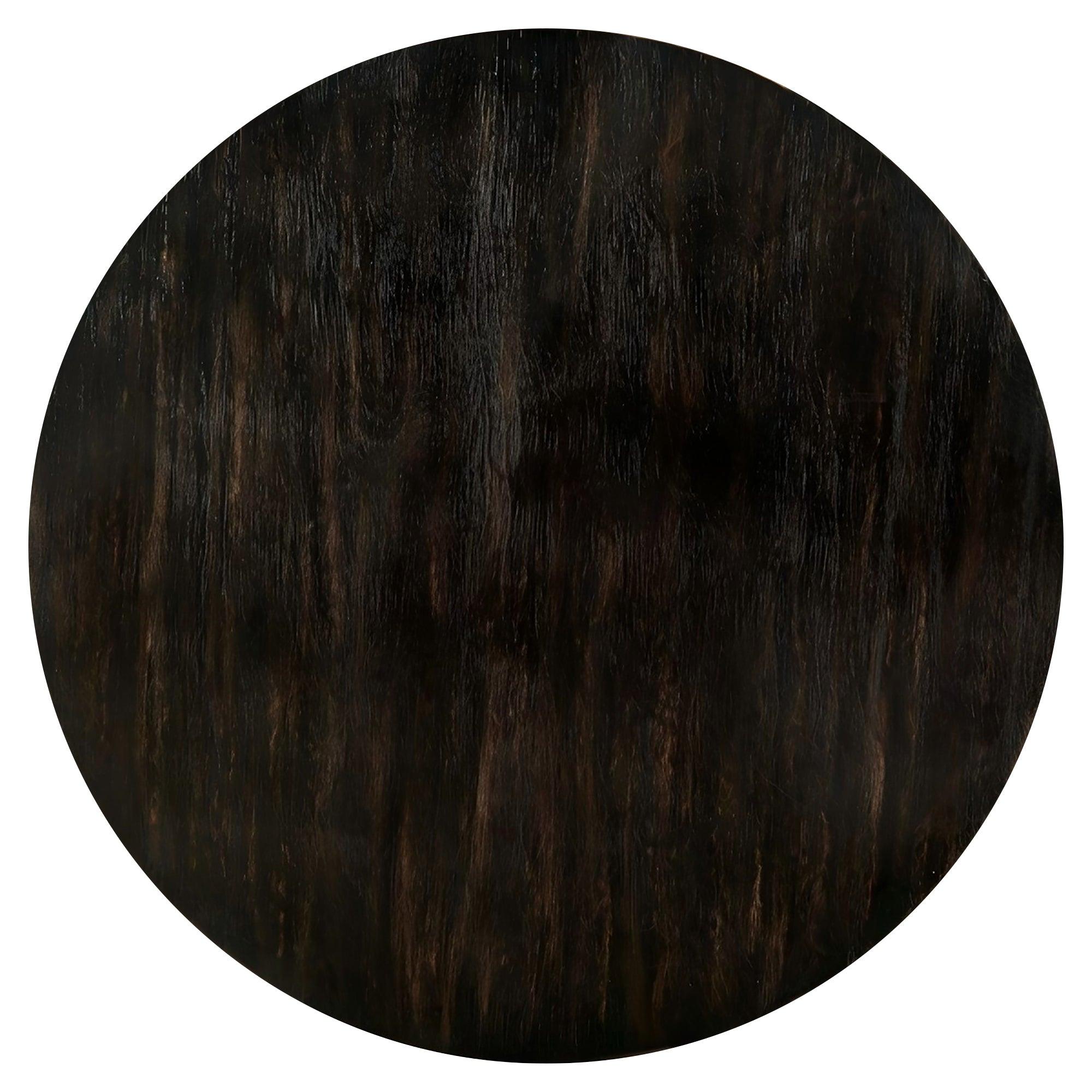 18"H Antique Black Round Structure Coffee Table with Open Shelf