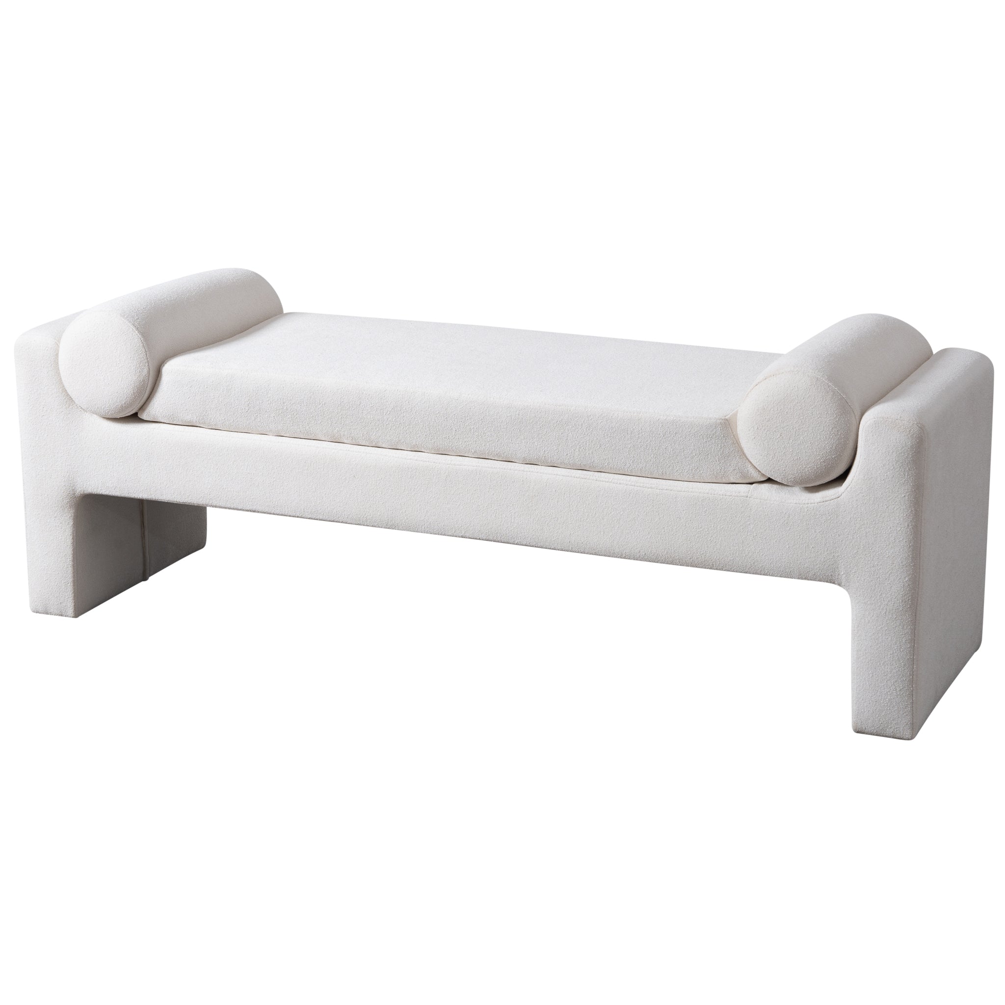 Camden Bench in White Boucle – Luxury Modern Seating – Curated by SHOP