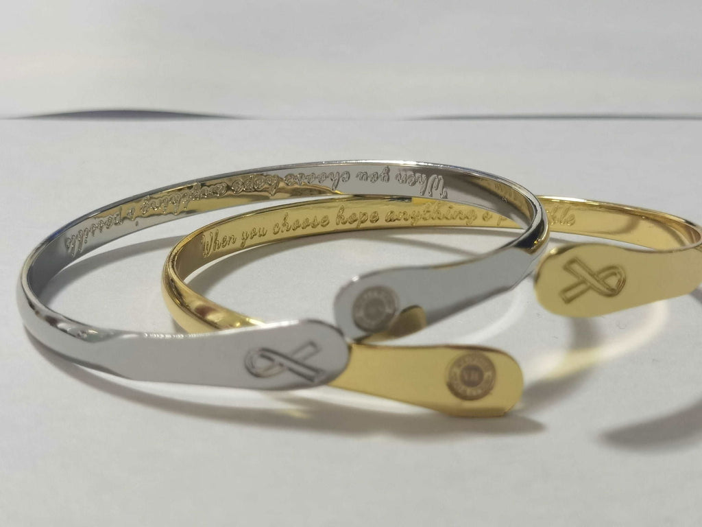 Cancer Awareness Bracelets, Engraved Bracelets When you choose hope anything’s possible- Cancer Awareness Sign