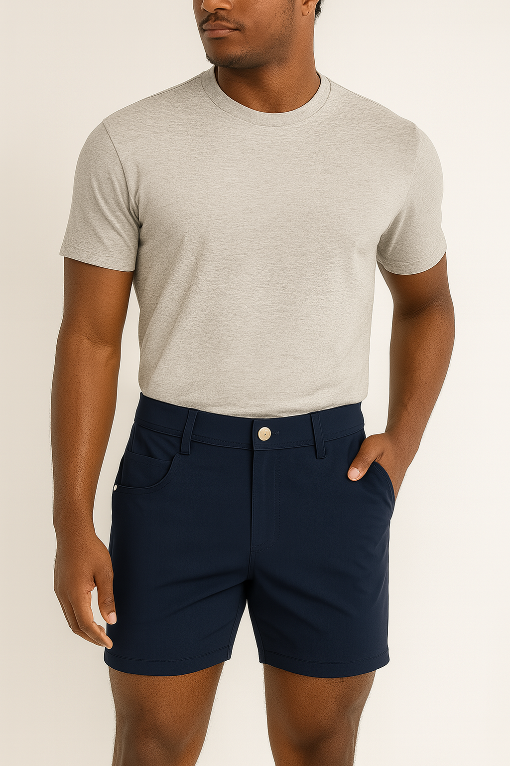 Everyday Stretch Shorts with a Comfortable Built-In Liner- Denim Style- Navy