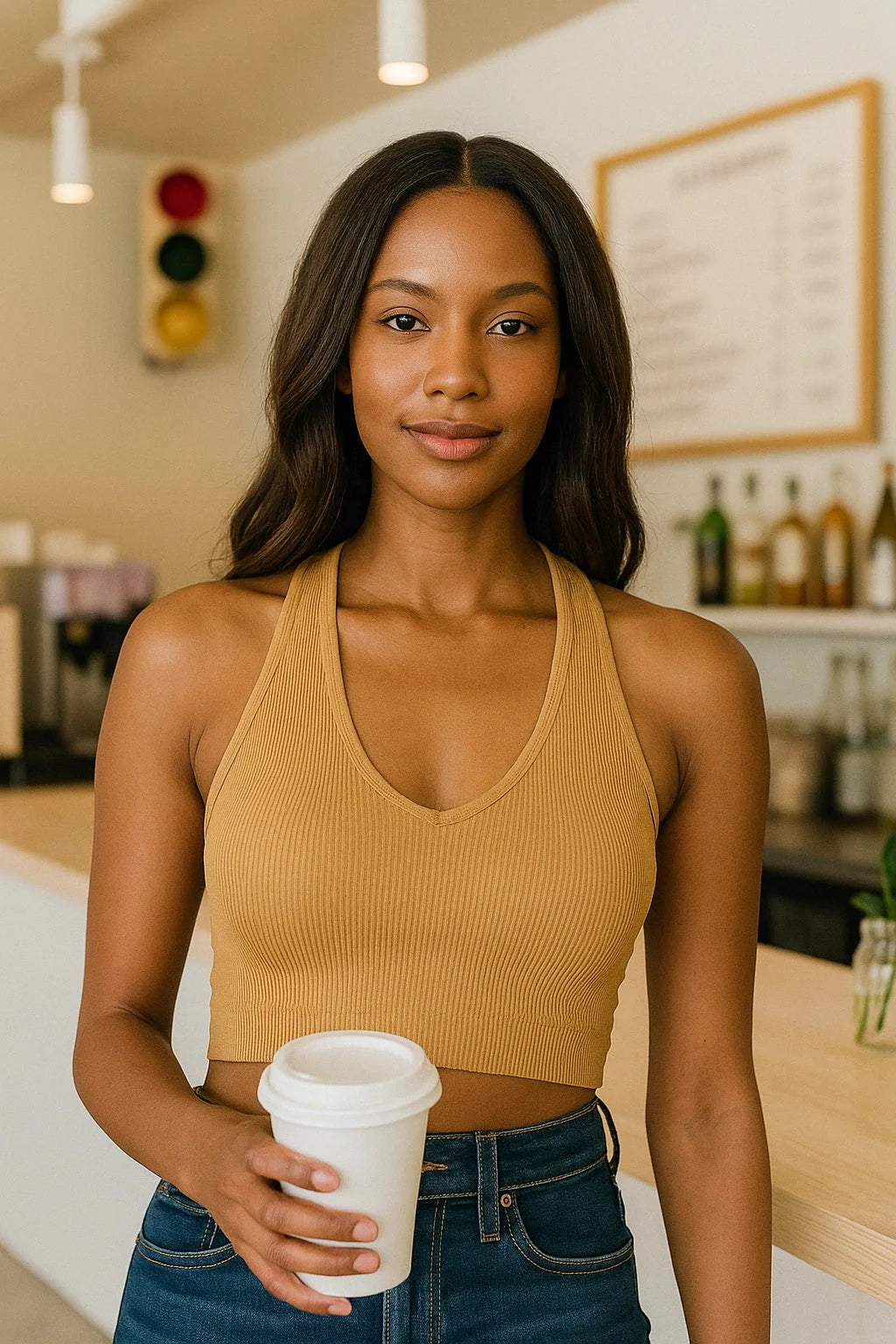 Zenana Seamless Ribbed Cropped Racerback Tank Top